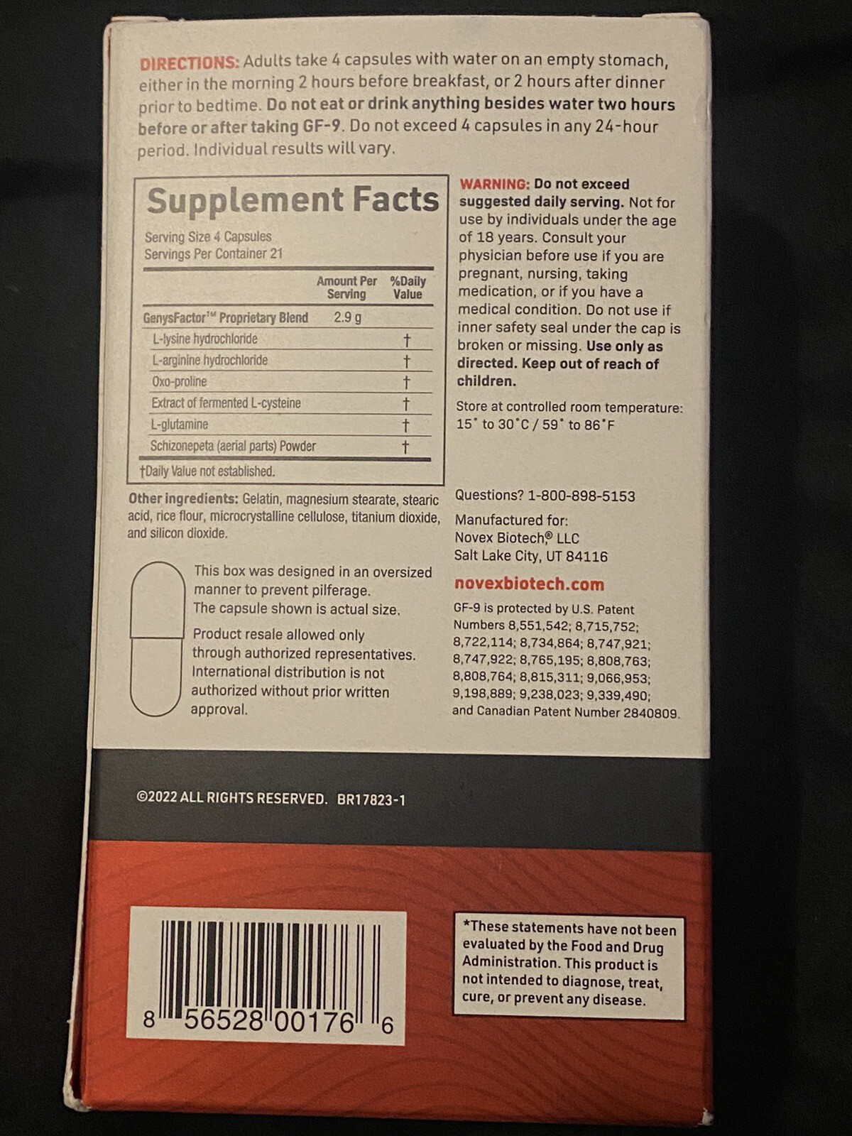 Novex Biotech GF-9 Dietary Supplement – 84 Capsules – 10/25