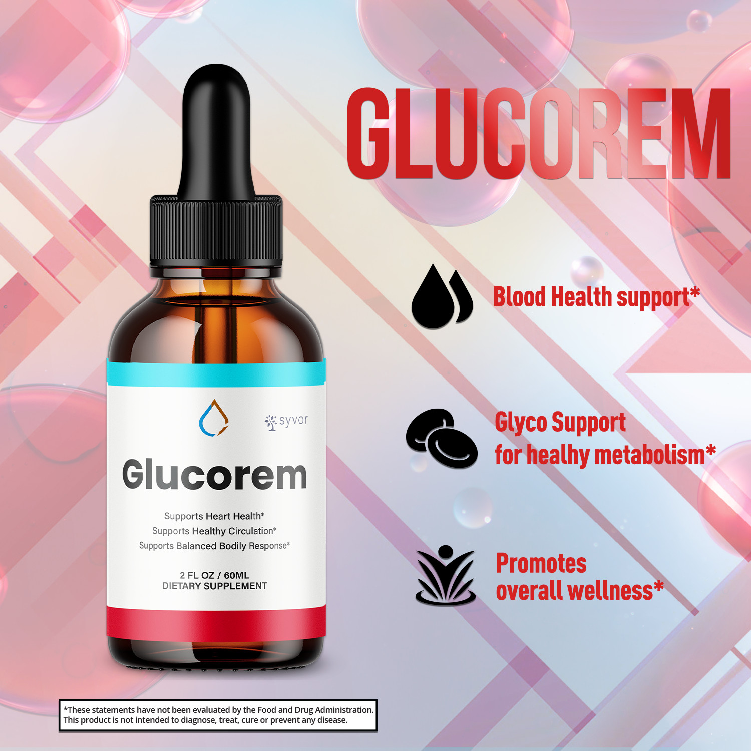 (5 Pack) Glucorem Blood Support Drops Advanced Vitamin Supplement 150 Servings