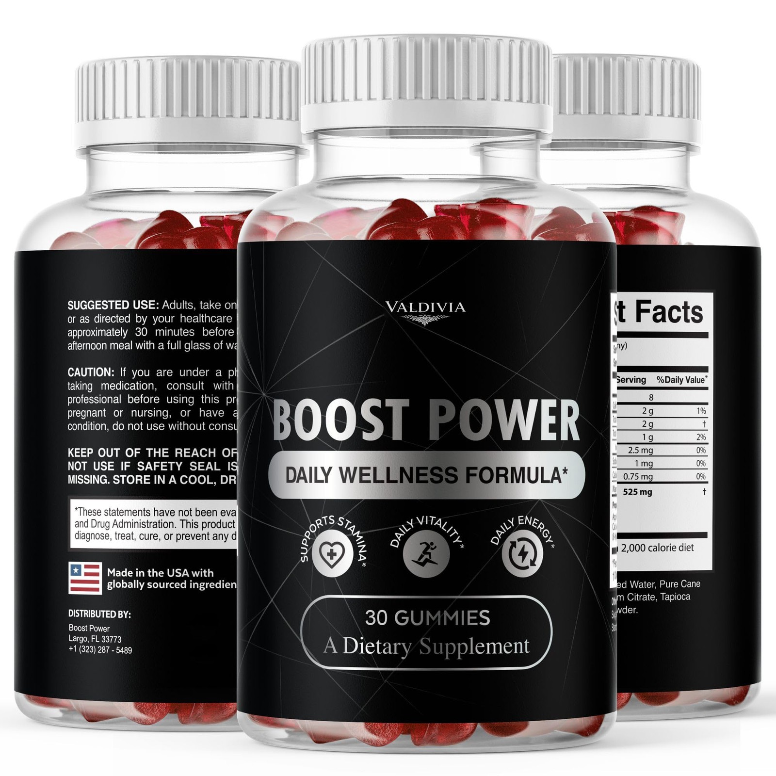 Boost Power Gummies Energy Vitality Male Wellness Performance 1 Pack 30Gt