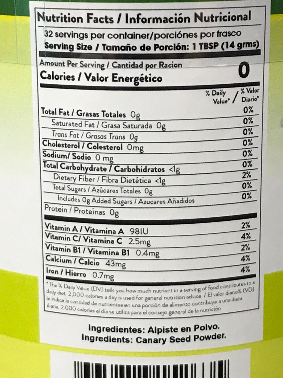 LO+ NATURAL Leche de Alpiste Canary Seed Milk (454gr)