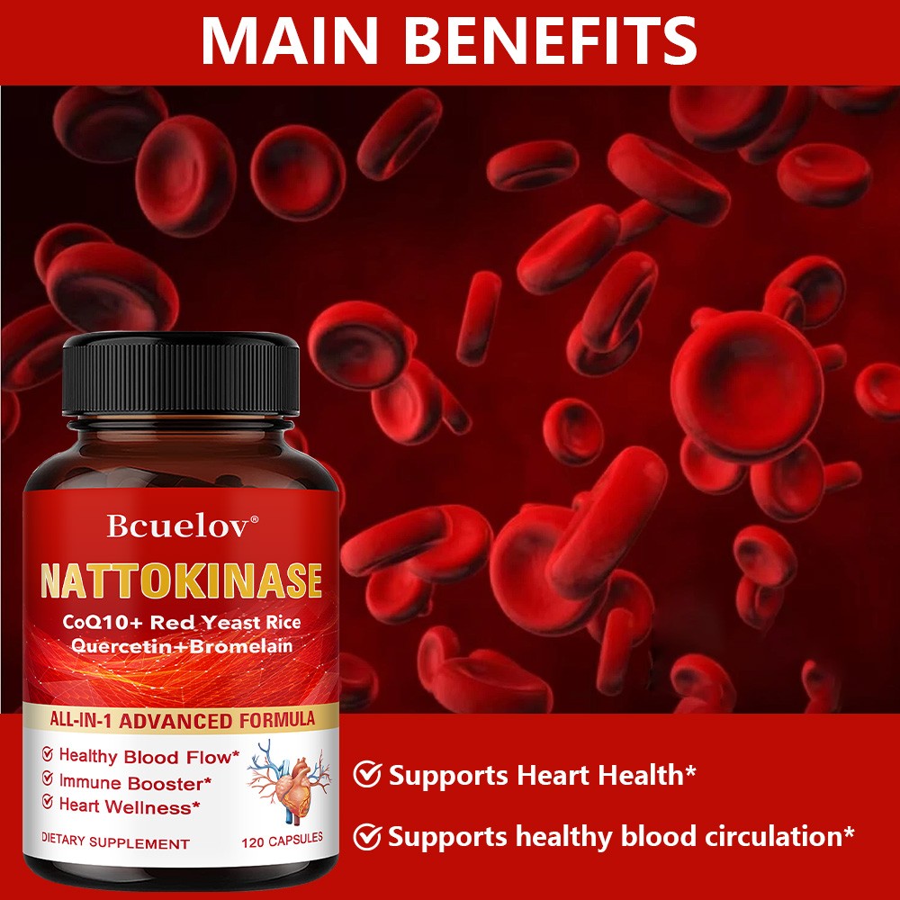 Nattokinase Supplements Blood Circulation Overall Heart Wellness 30-120 Capsules