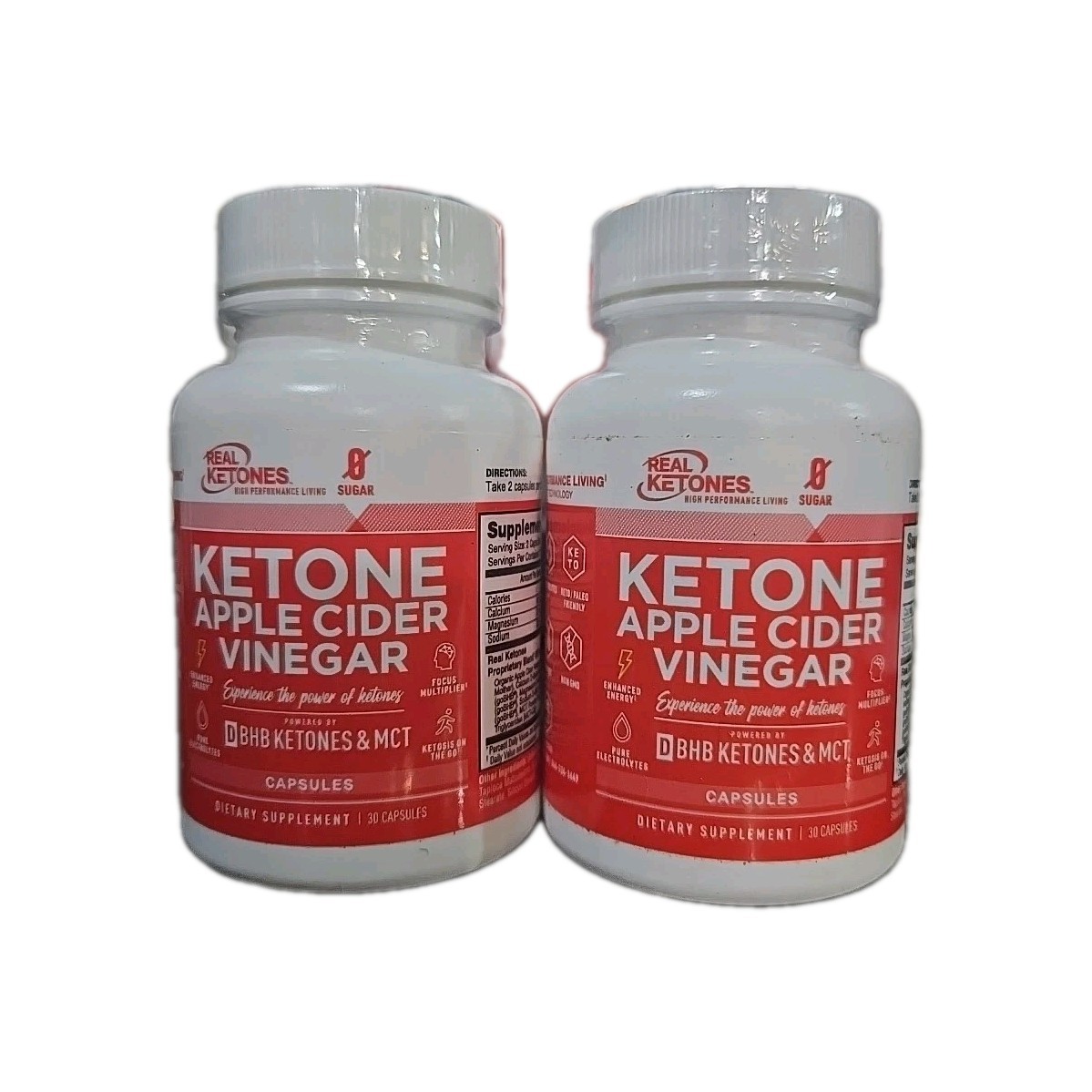 2 Pack Ketone Apple Cider Vinegar 1400mg 30 Capsules (x2) MCT Energy Focus