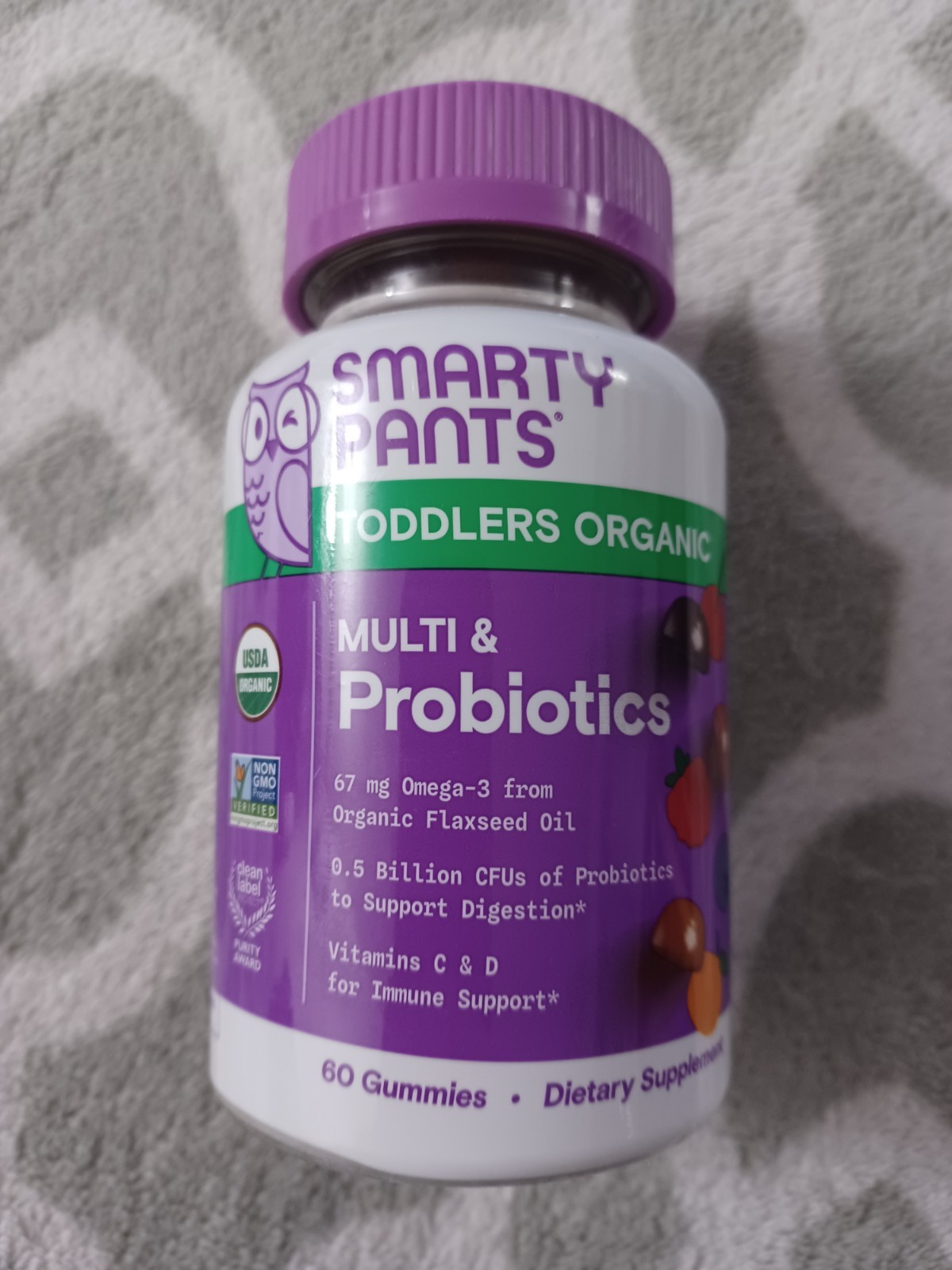 SmartyPants Organic Multi & Probiotics Gummies Toddlers Mixed Fruit Exp. 05/2027
