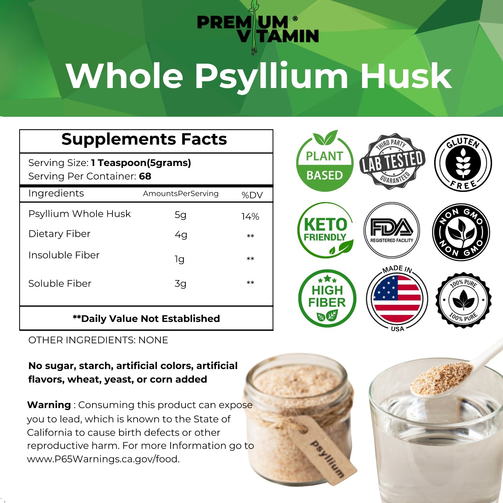 Psyllium Whole Husk 340g – Colon Health – Digestive Health | Fiber