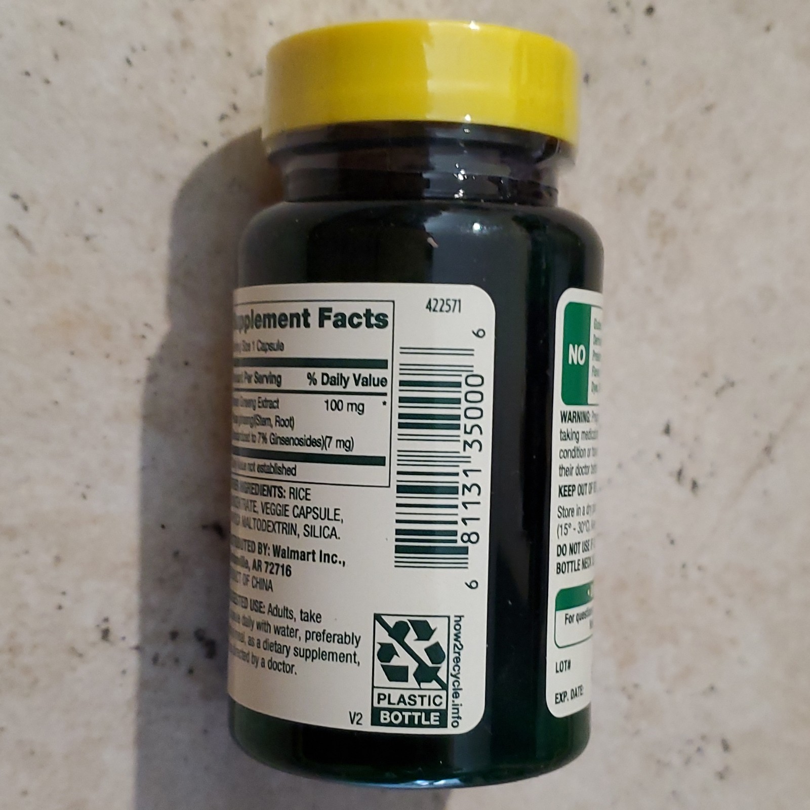 Spring Valley Korean Panax Ginseng 100mg Vegetarian Capsules 60ct Non-GMO