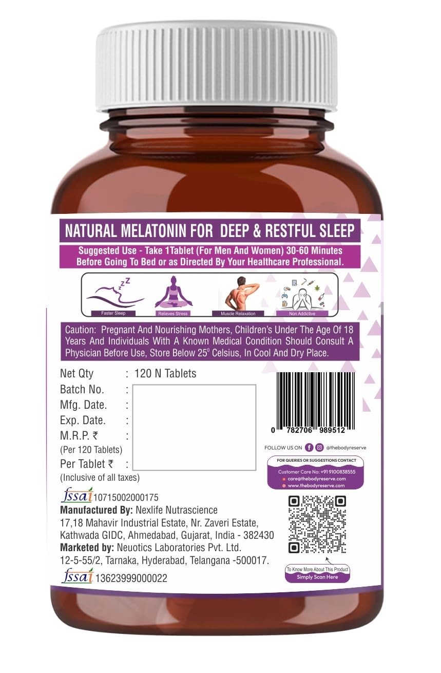 Melatonin 10mg Tagar 250mg Sleep Aid Stress Relief 4 Men Women 120 Tabs x 1/2/3
