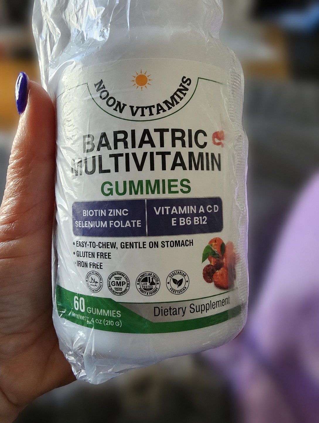 Noon Vitamins Bariatric Support Multivitamin Gummies 60ct Mixed Berry Iron Free