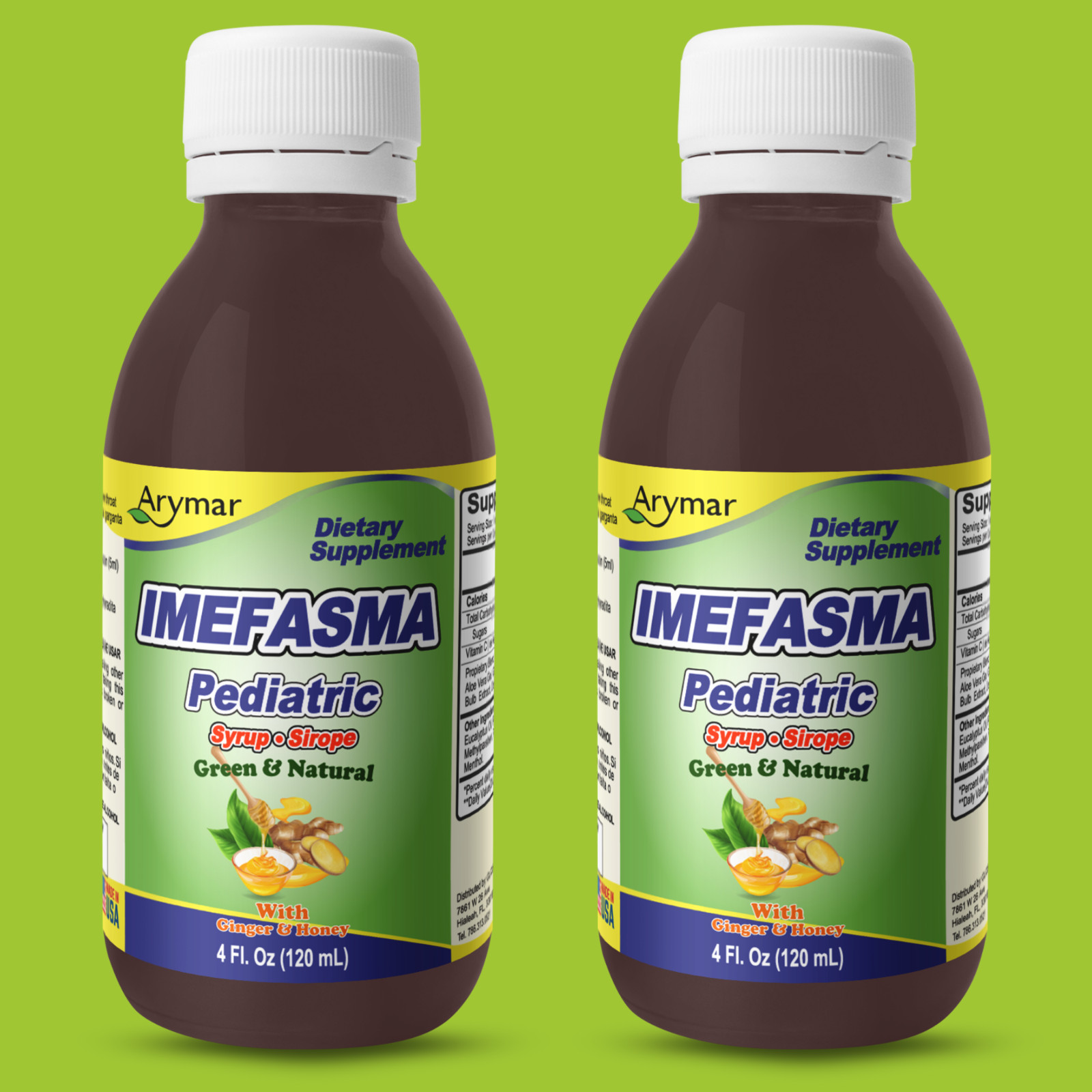 Arymar Imefasma Pediatric Syrup – Honey & Ginger Herbal Blend – 4 fl oz (2-Pack)