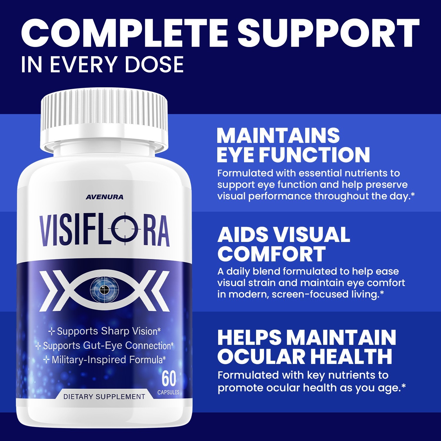 (5 Pack) Visiflora Eye Support Supplement – Visi Flora Capsules Advanced Formula