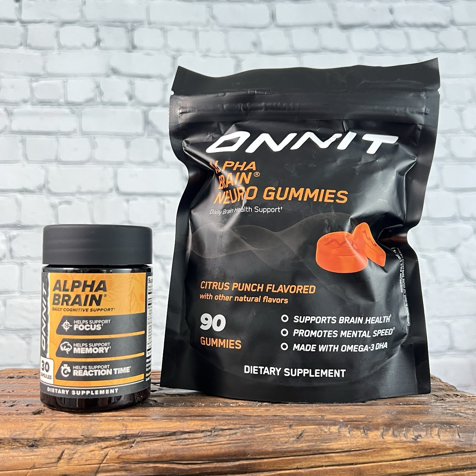Onnit Alpha Brain Neuro Gummies 90ct & Alpha Brain Daily Supplement 30ct