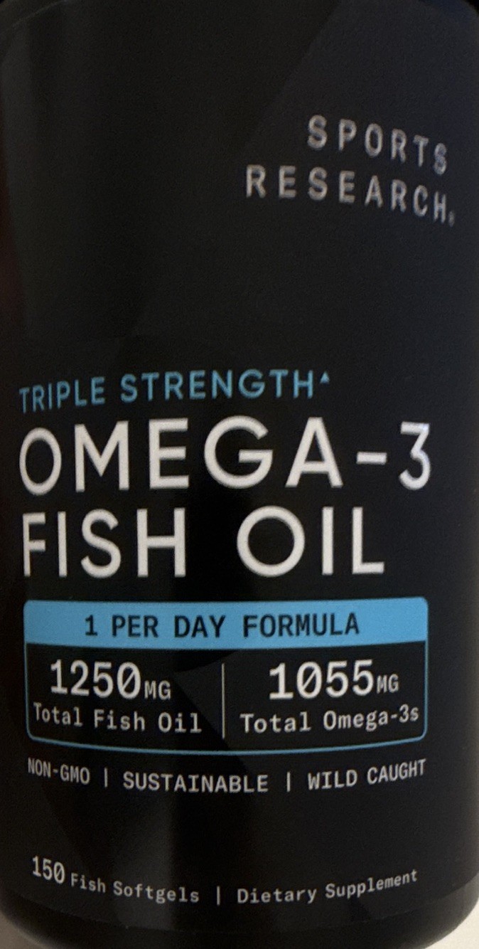 Sports Research Triple Strength Omega-3 Fish Oil 1250mg 150 Softgels Non-GMO