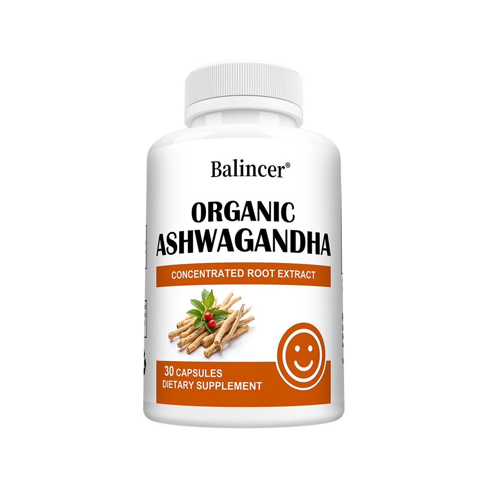 Organic Ashwagandha Supplement High Potency Supports Stress 30/60/120 Capsules