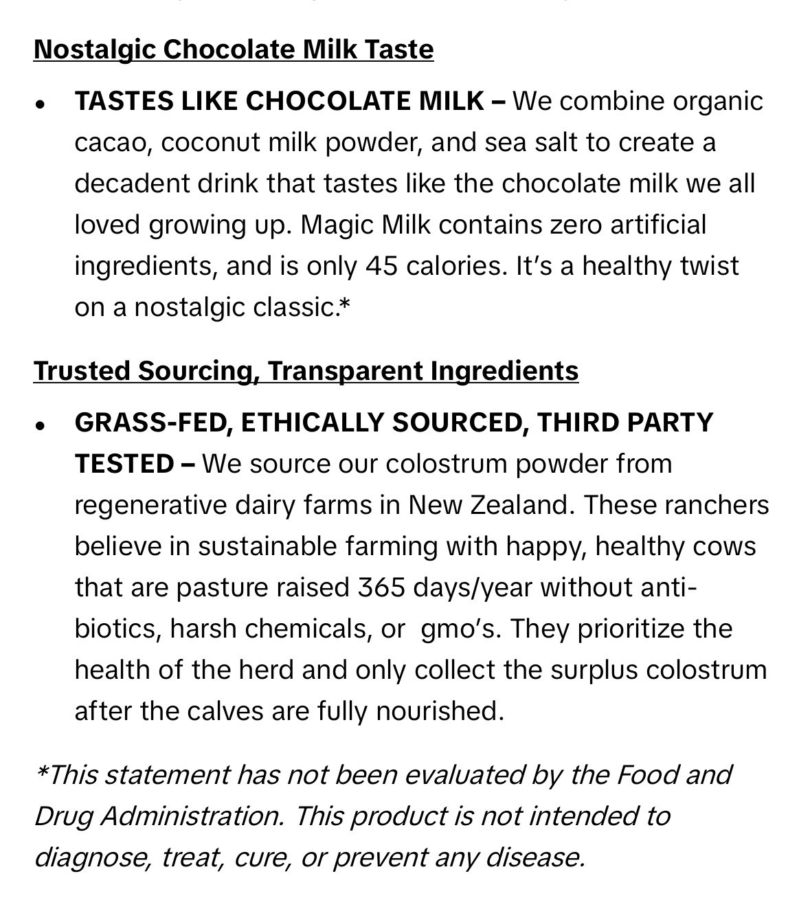 Magic Milk New Zealand Grass Fed Colostrum & Collagen Chocolate Milk Flavor