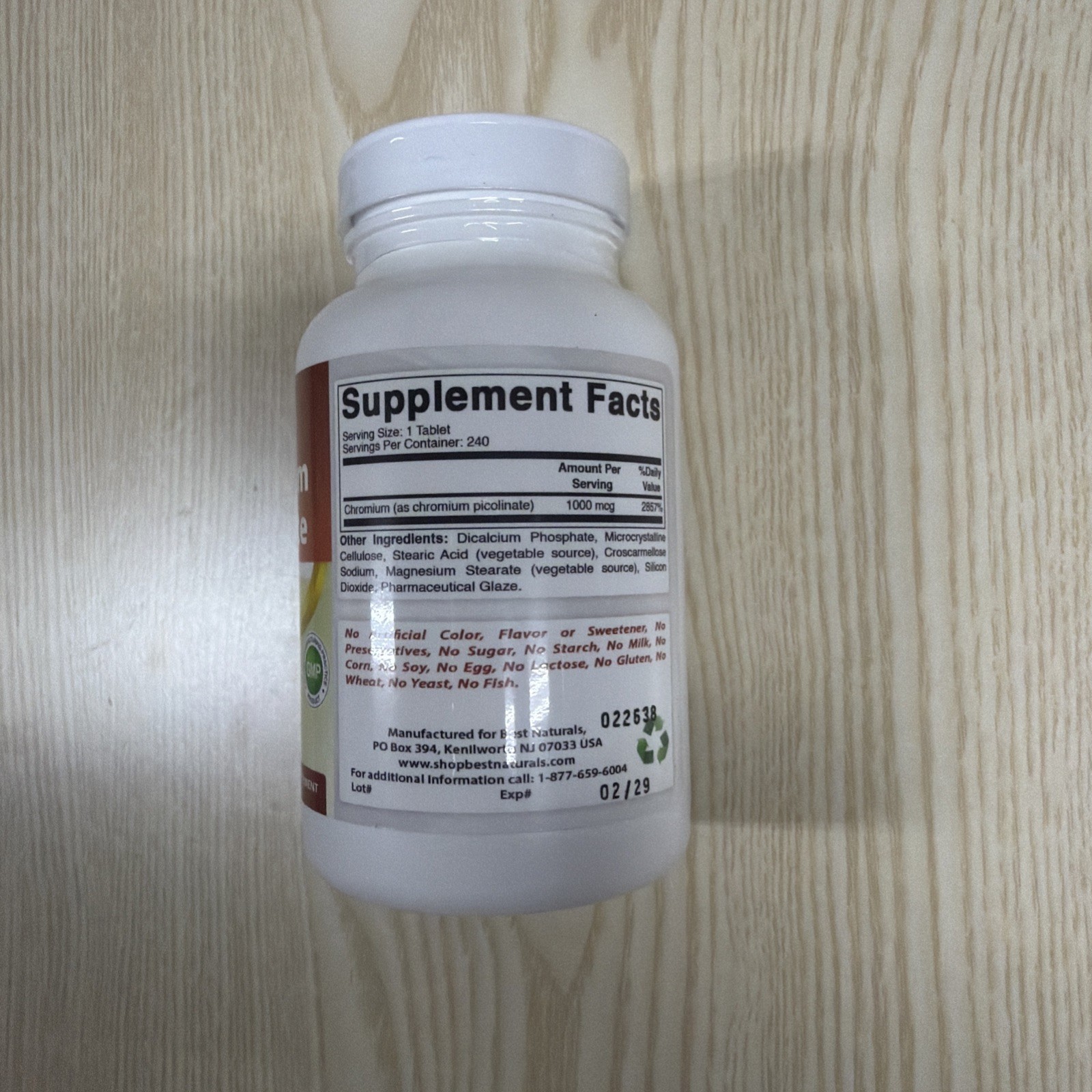 Chromium Picolinate, 1,000 mcg, 240 Tablets