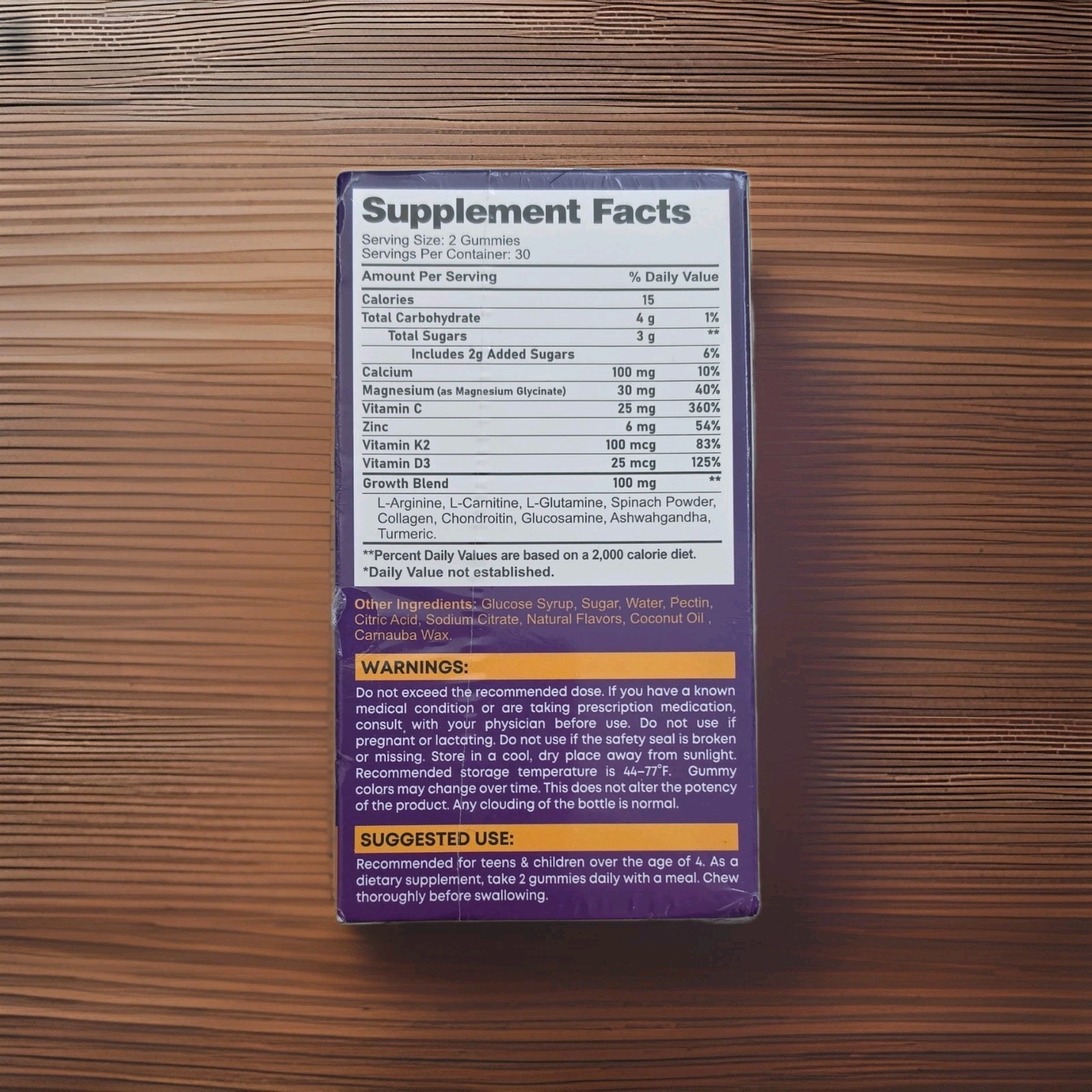 Height Growth Gummies Maximizer Vegan Joint Bone Immune 60 ct