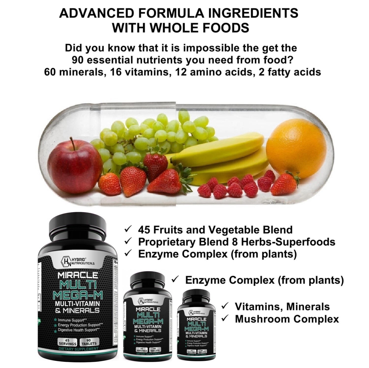 MEGA-M Multivitamin & Minerals Tablets, High Potency Daily Vitamin for Men-Women