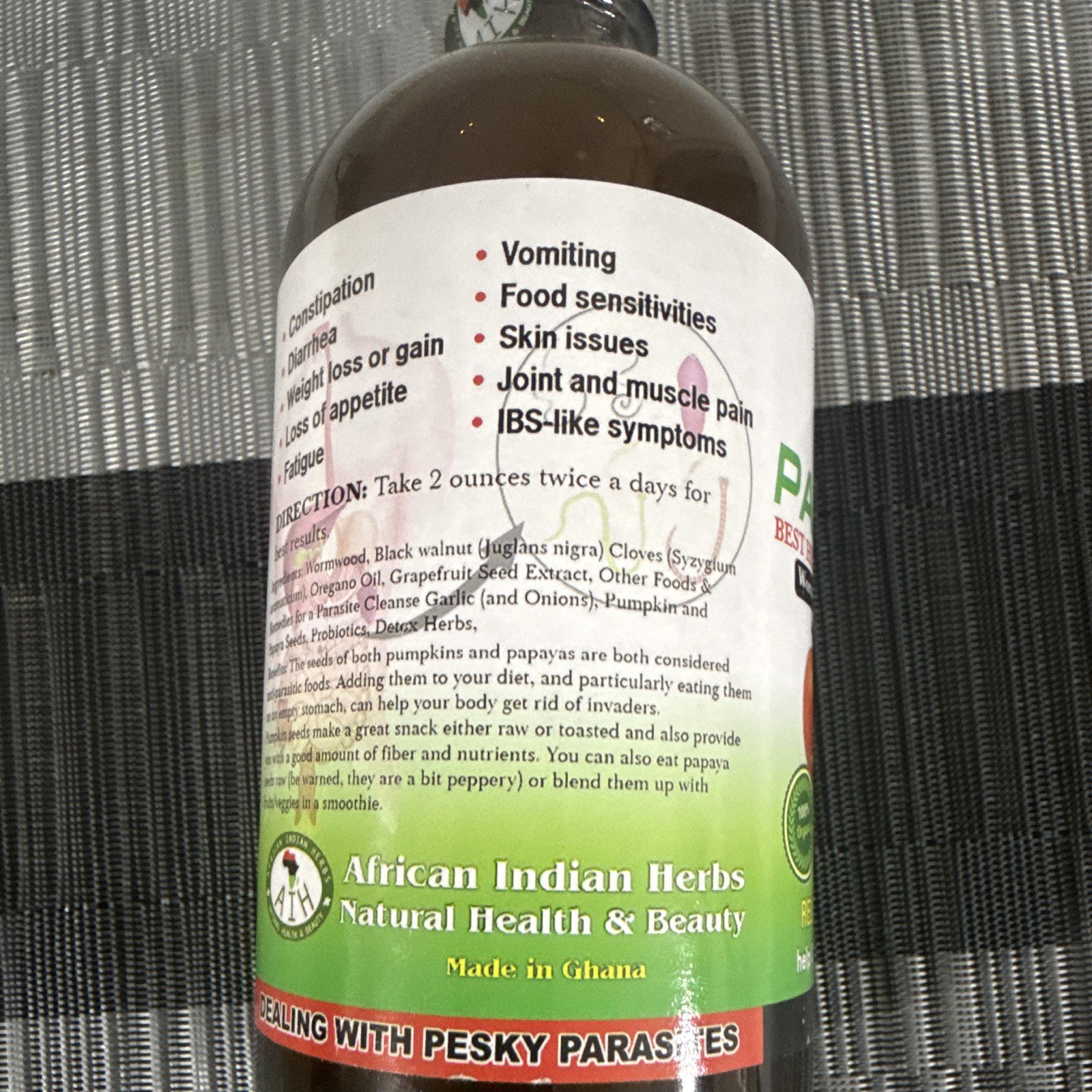African Indian Herbs Organic Parasite Formula Liquid Drops, Gluten-Free, 4 fl oz