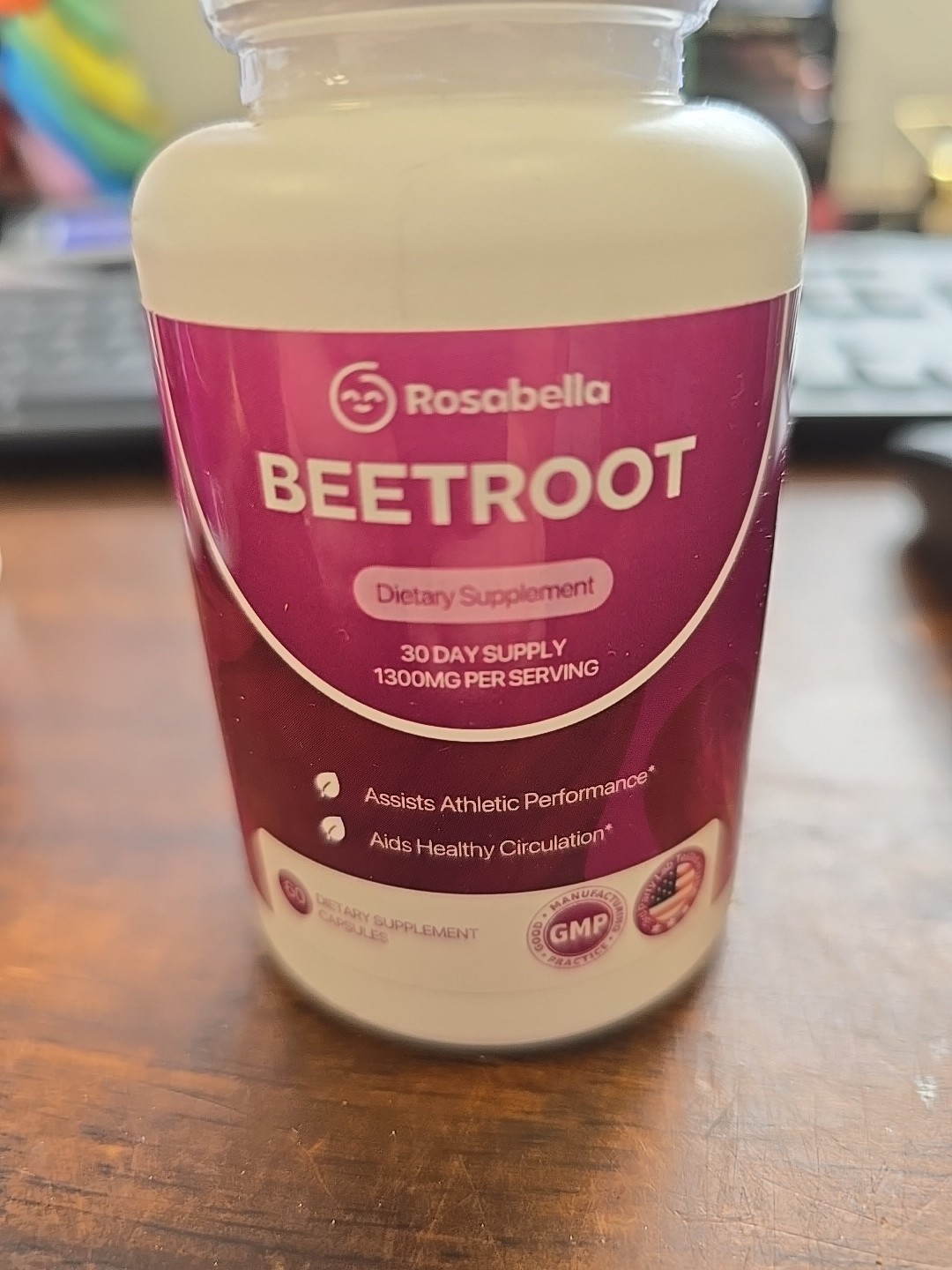 Rosabella Organic Beetroot 1300mg Dietary Supplement 60 Veggie Capsules