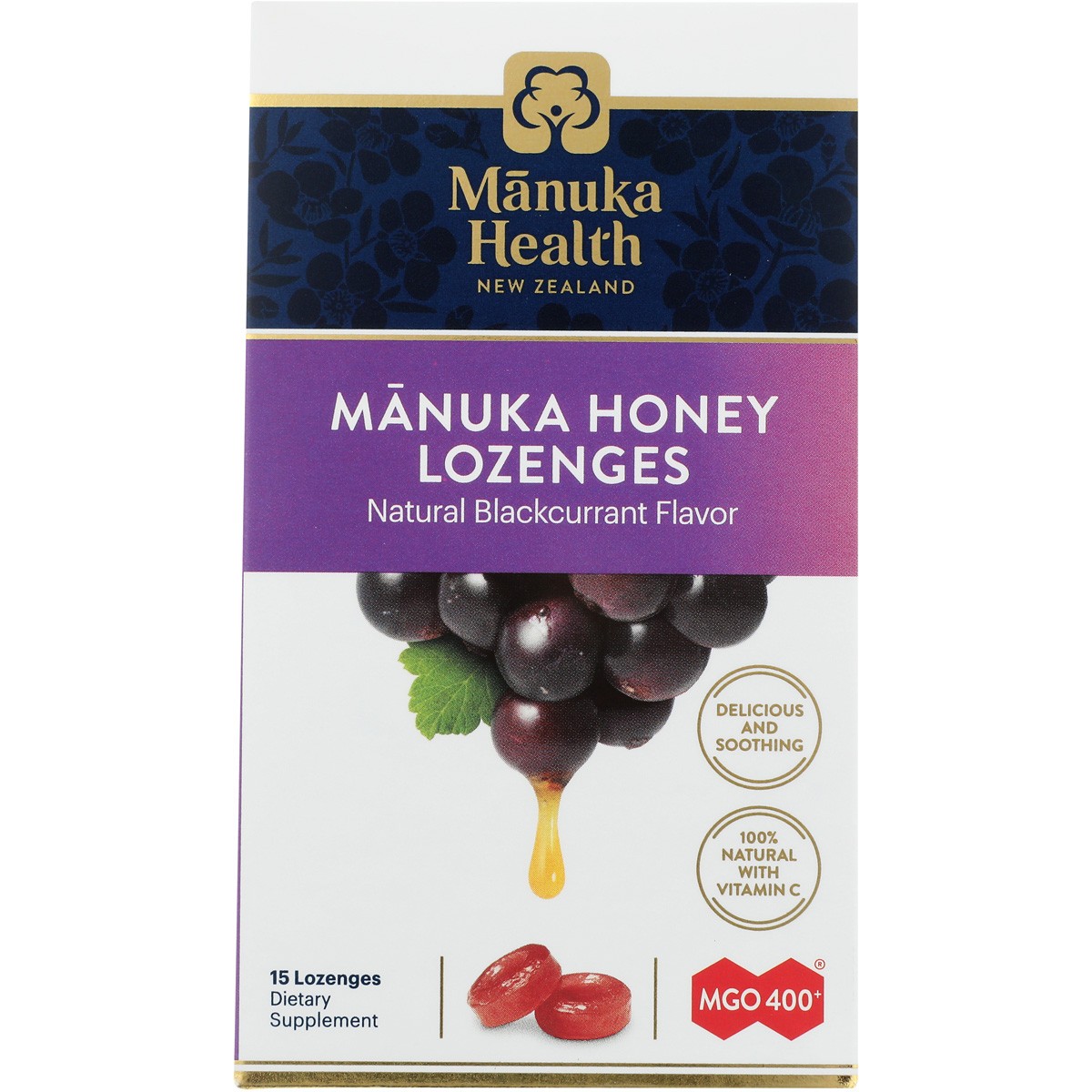 Manuka Honey Blackcurrant Lozenges 15 Ct By Health 1 Pack