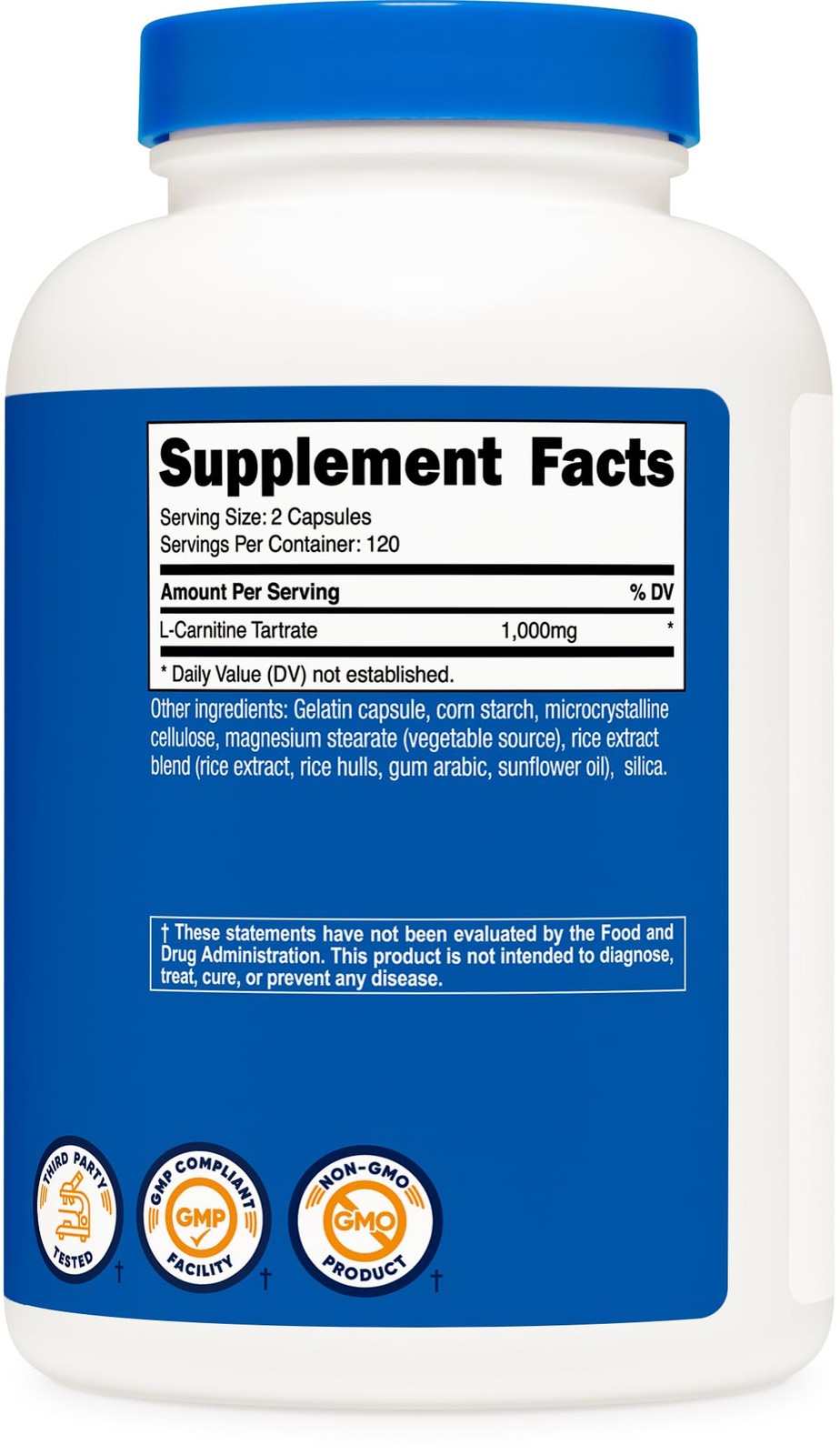 Nutricost L-Carnitine Tartrate 1,000mg, 240 240 Count (Pack of 1), Red