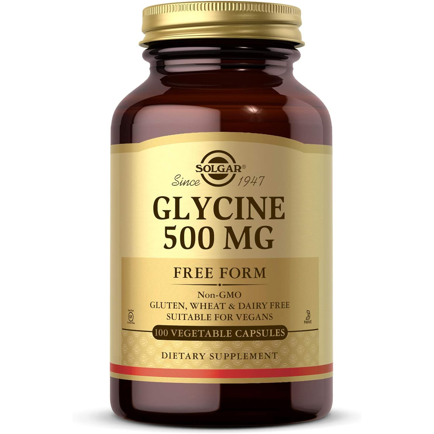 Solgar Glycine, 500 mg, 100 Vegetable Capsules