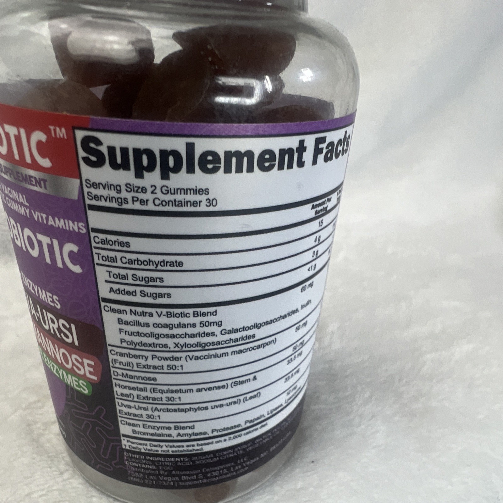 Clean Nutra V-Biotic Women’s Vaginal Probiotic Gummies Cranberry 60 GF 10/26