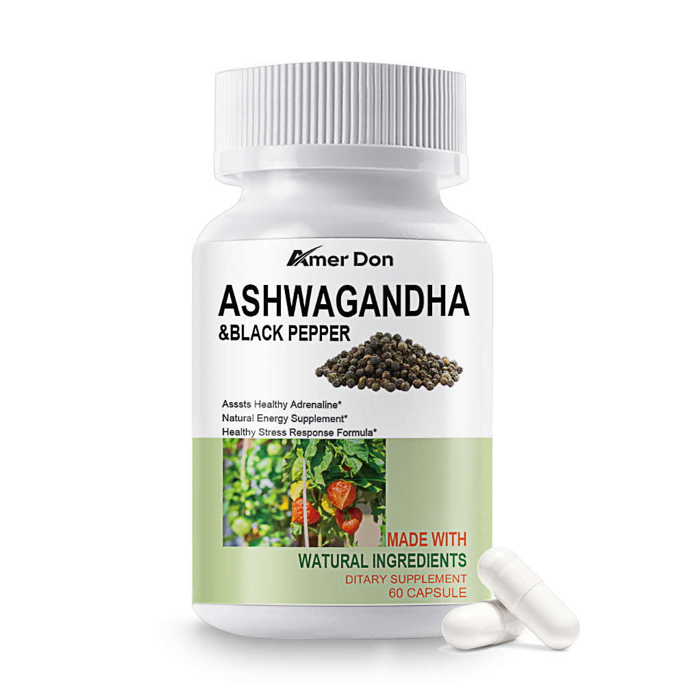 Organic Ashwagandha Capsules 1300mg Supplement w/Black Pepper Root Powder