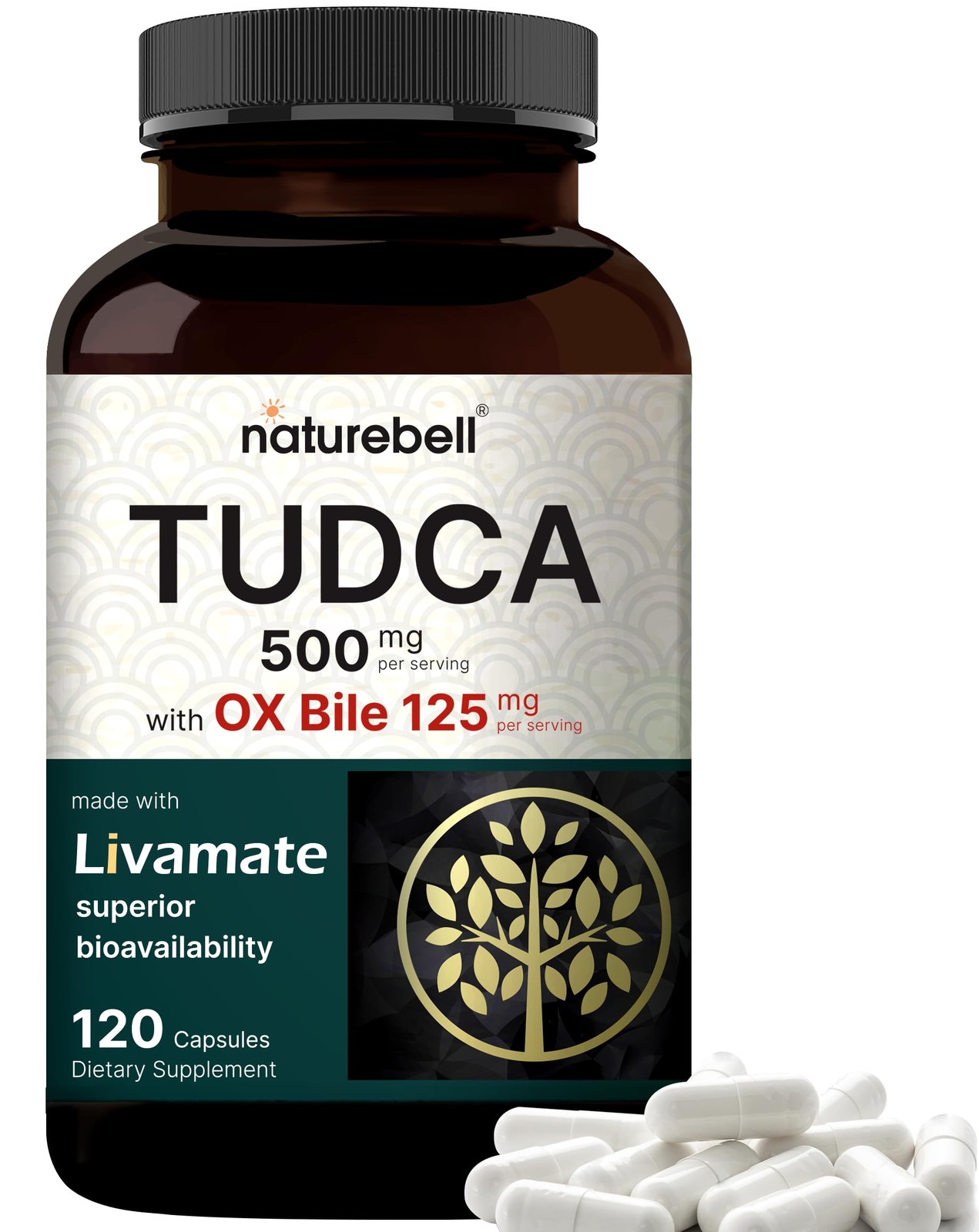 TUDCA 500mg with OX Bile 125mg Per Serving, 120 120 Count (Pack of 1)