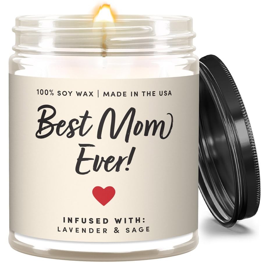Great Happy for Mom Candle with Crystal 9oz, Best Ever W/Bracelet