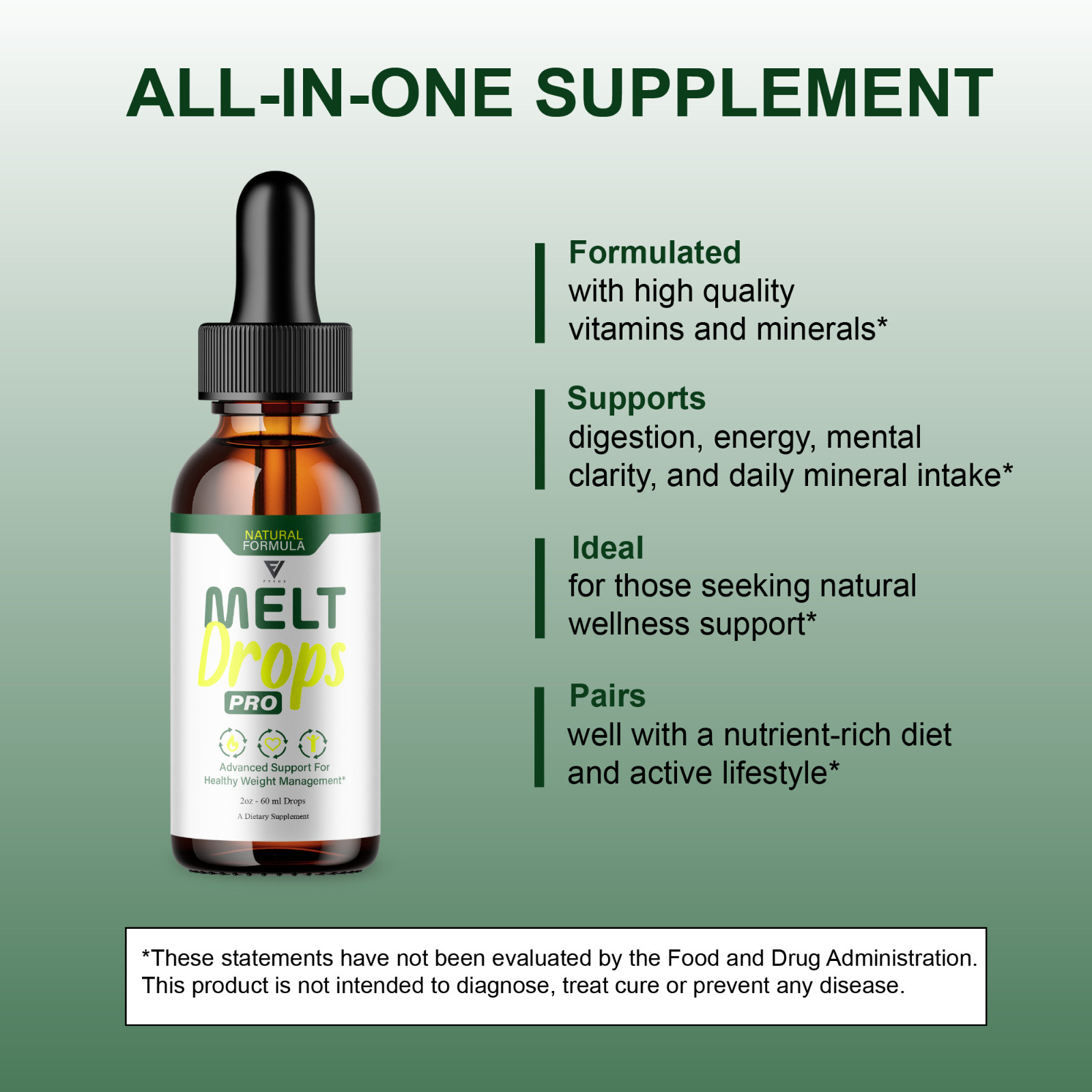 (3 Pack) Melt Drops Pro Supplement, Melt Drops Pro Weight Management (6oz)