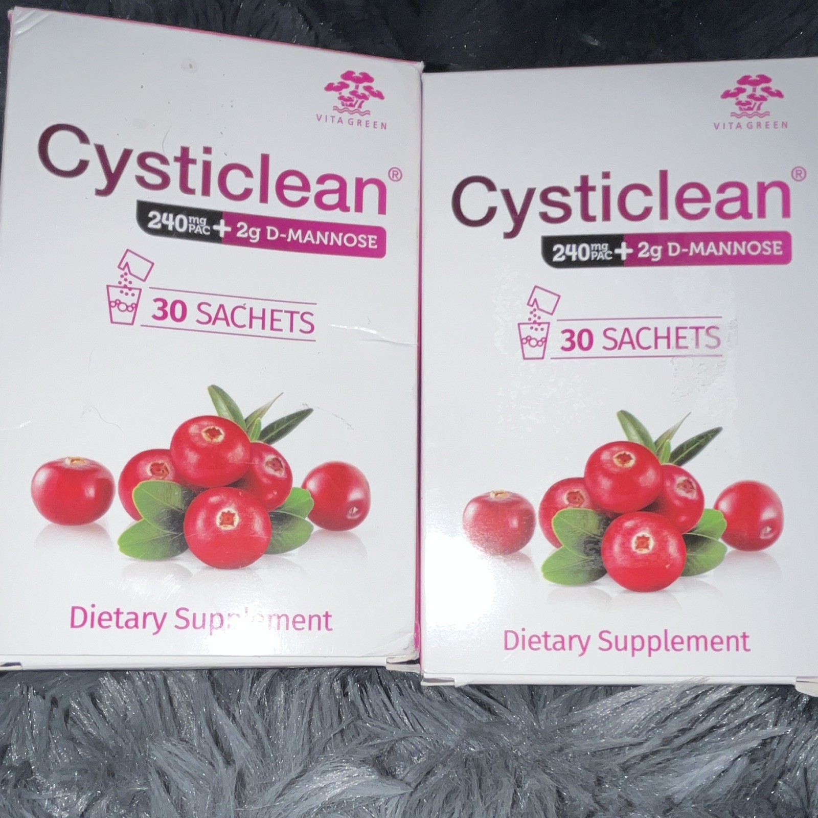 Vita Green Cysticlean Urinary Tract Health 30 Sachets Cranberry D-Mannose 2 pack