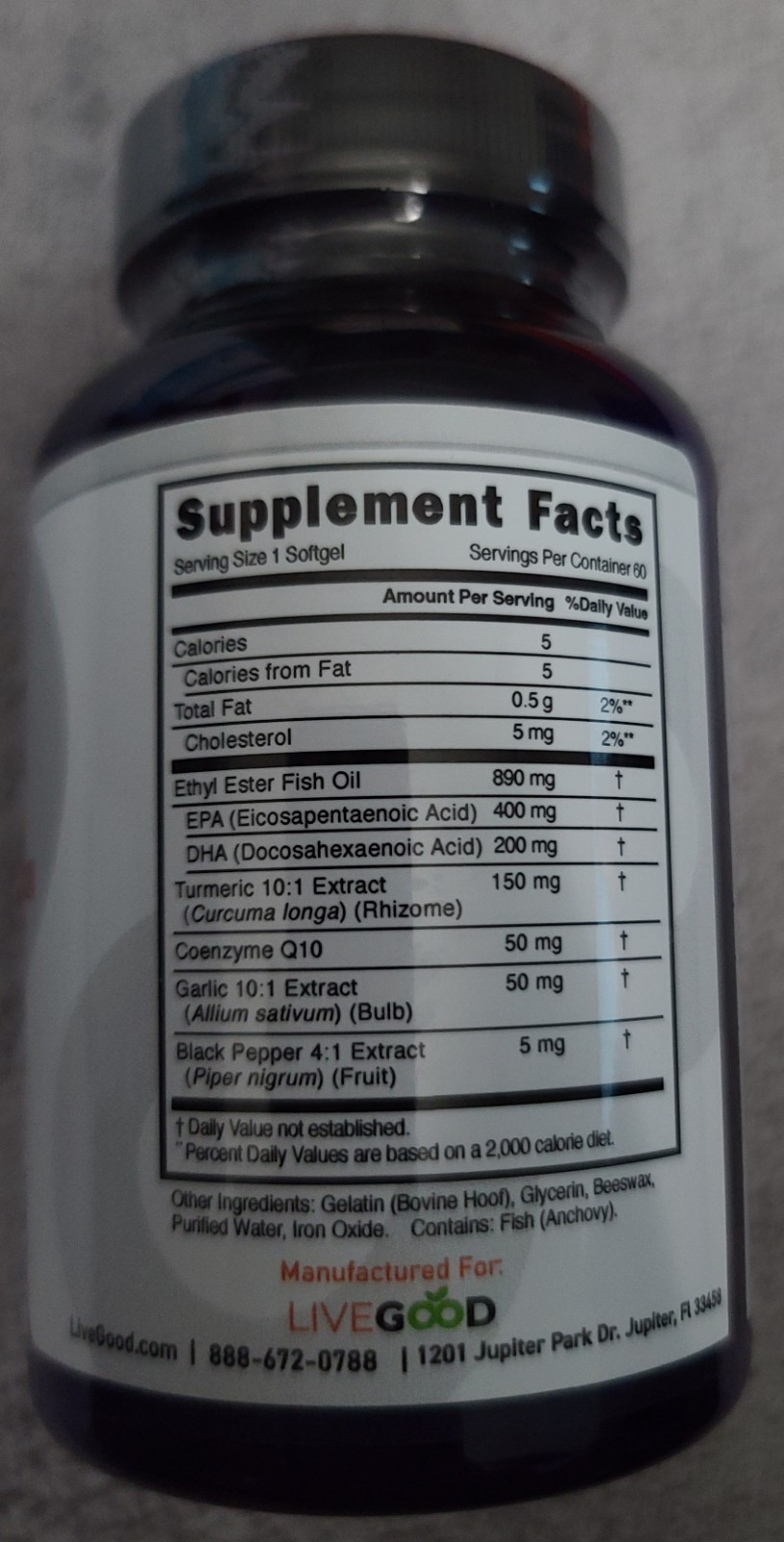 Factor 4 Advanced Formula Fish Oil Turmeric CoQ10 Garlic Anti-Inflammatory 60ct