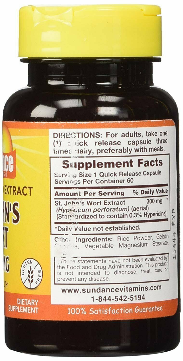 Sundance Vitamins Standardized Extract St. John’s Wort Capsules 300 mg 60 Count