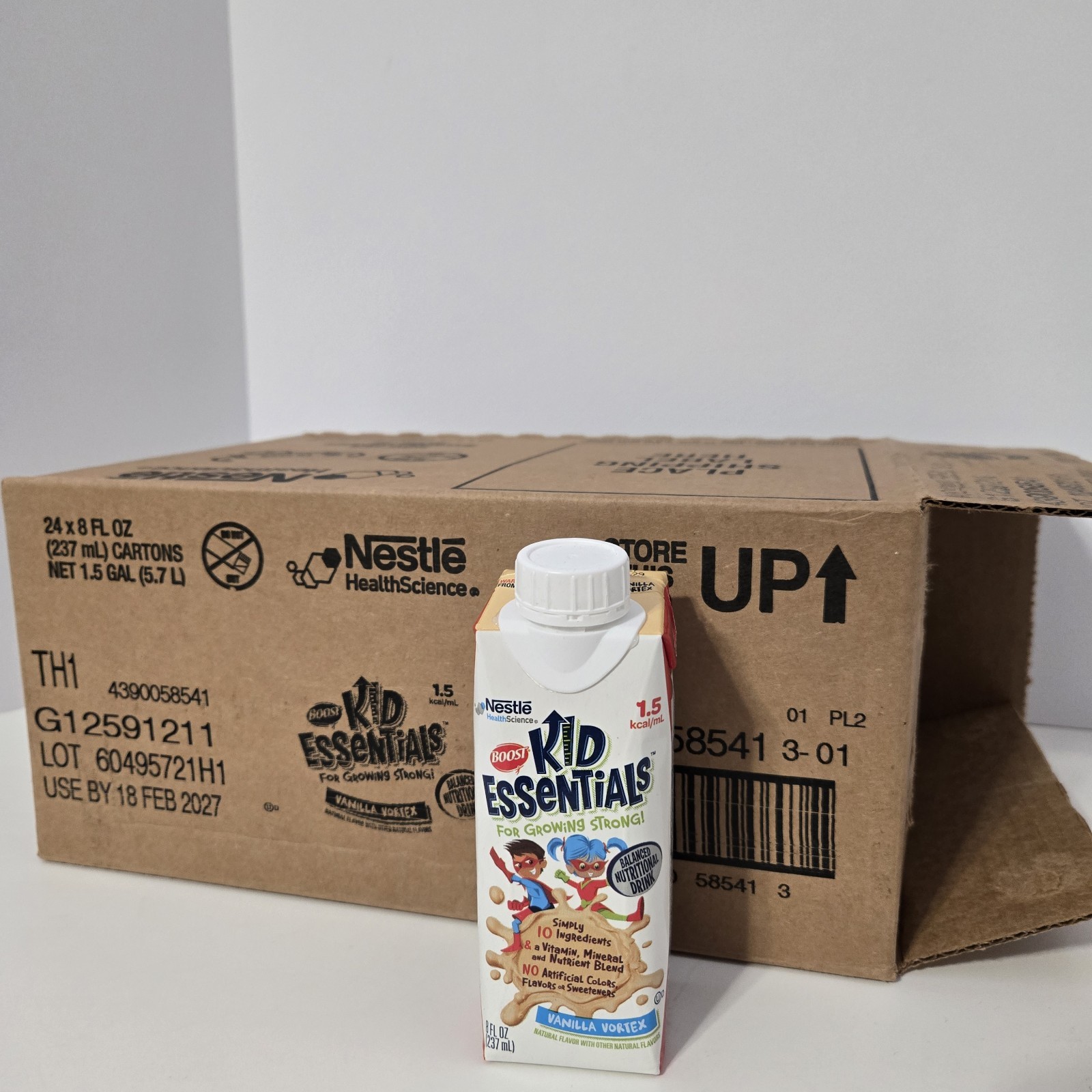 Boost Kid Essentials 1.5 Vanilla Vortex 8oz Cartons 24 Expires 2/27 360 Cals