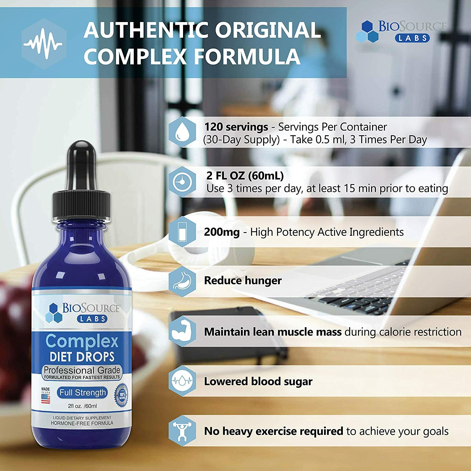 BioSource Labs Complex Diet Drops – Natural Weight Management Drops Unisex 2 oz