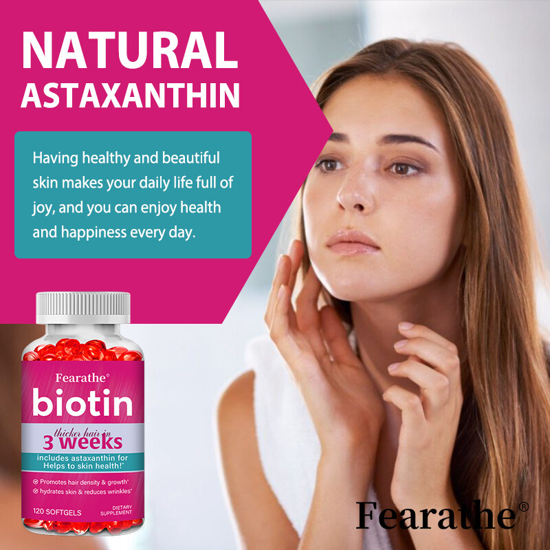 Thicker Hair in 3 Weeks – Biotin w/ Astaxanthin – Hair, Skin & Nails Health