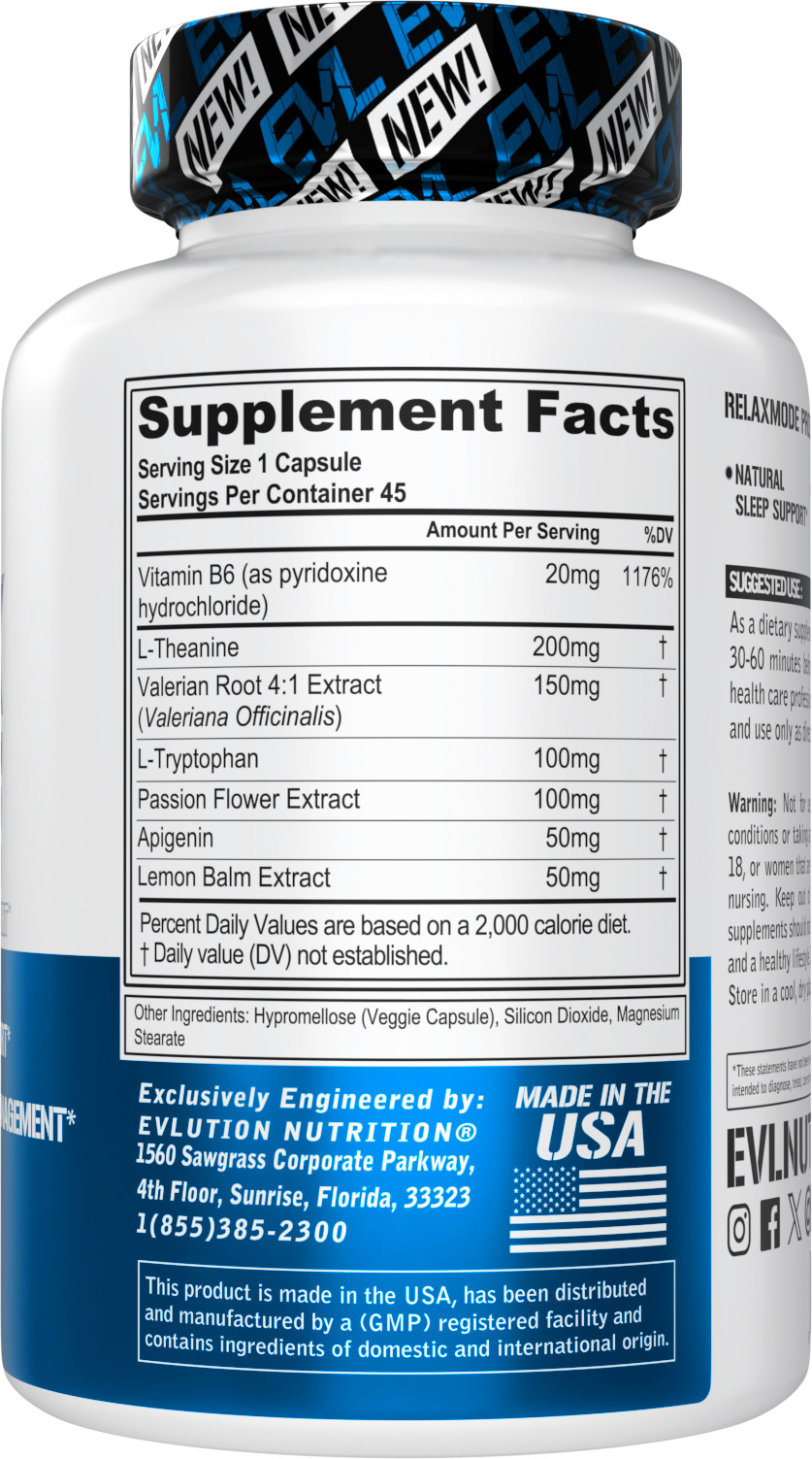 Evlution Nutrition Relax Mode – Natural Sleep Support – 45 Servings