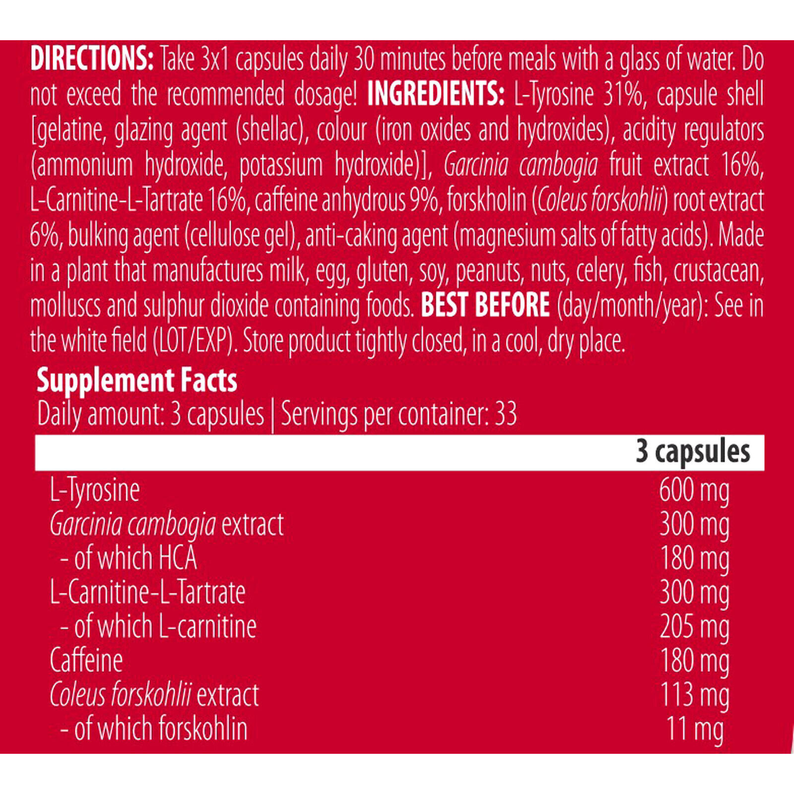 THERMO X – 100-400 Caps – L-Carnitine, Tyrosine, Fat Burner, Strong Thermogenic