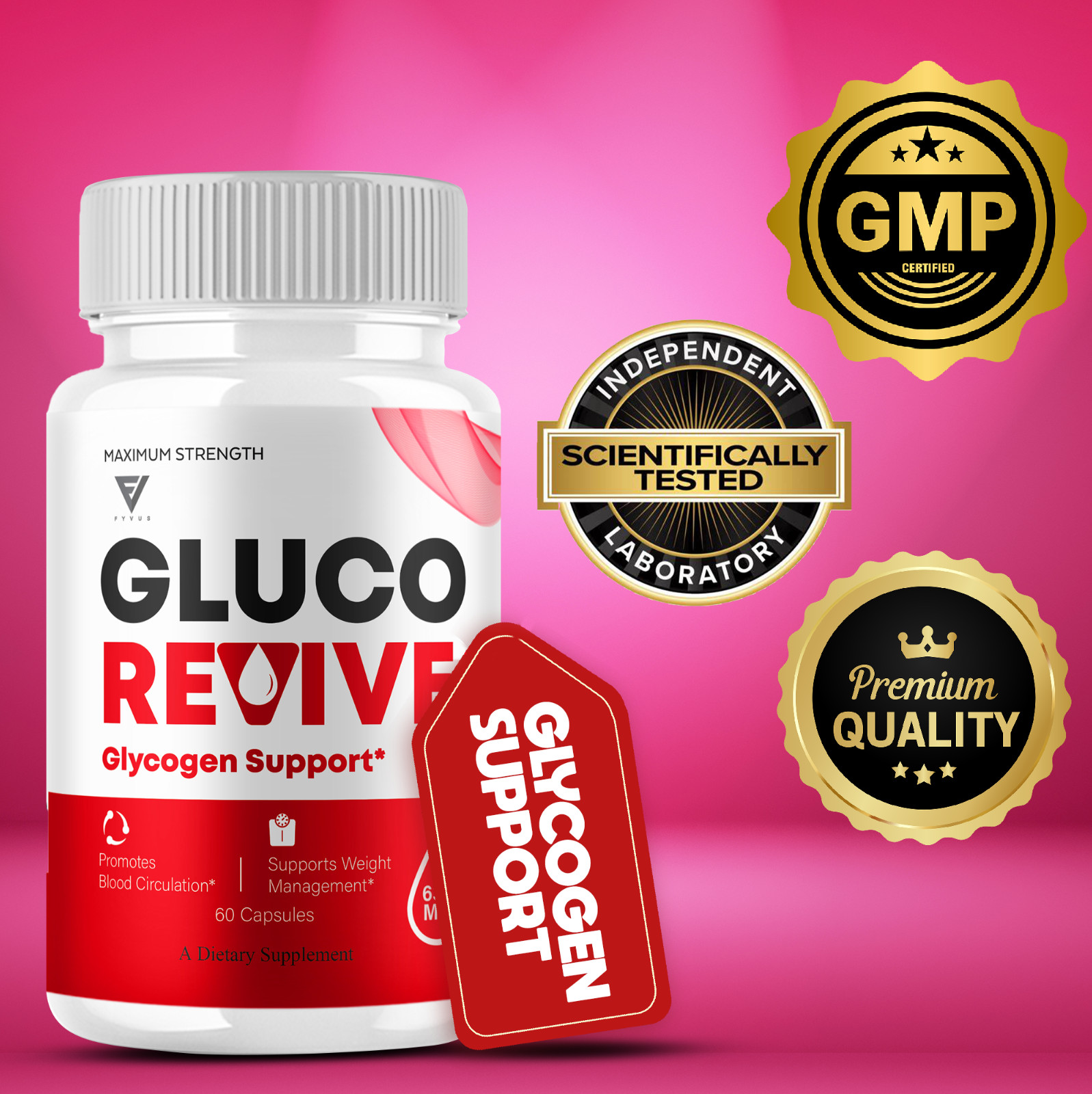 (5 Pack) Gluco Revive Blood Support Supplement GlucoRevive Pills (300 Capsules)
