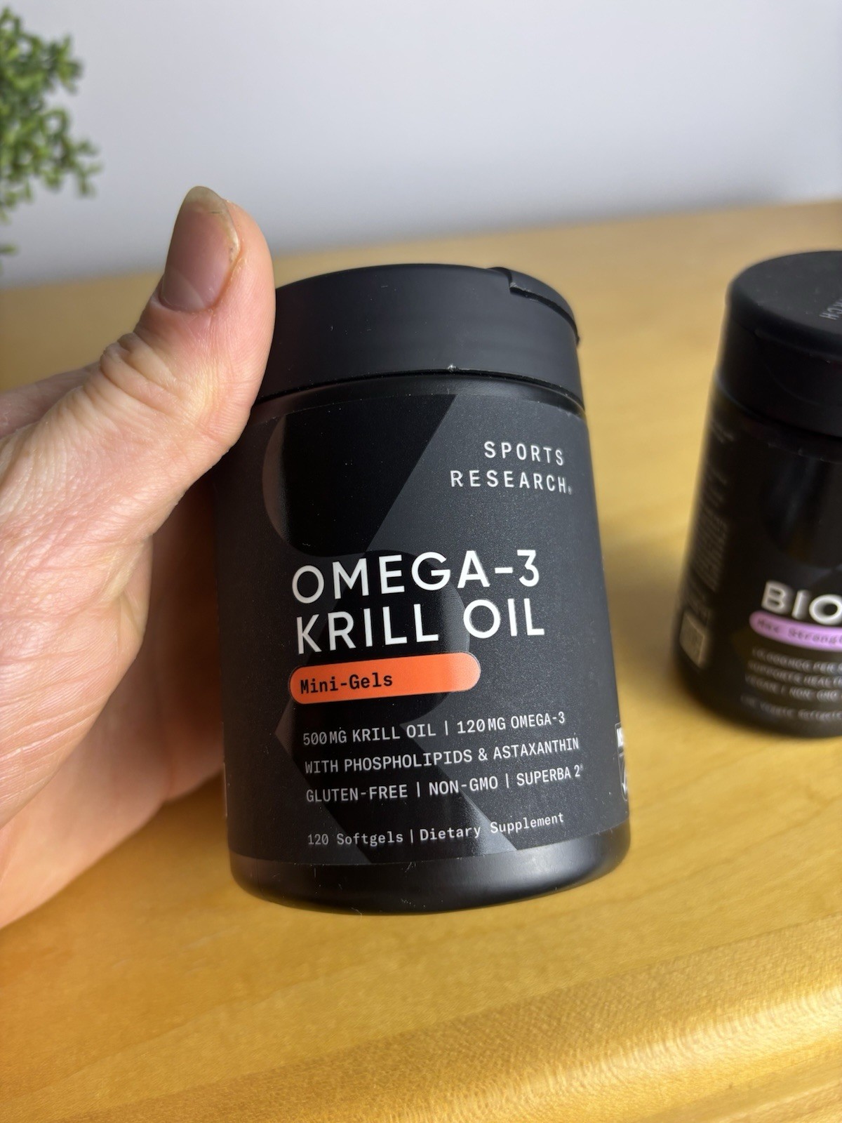 Sports Research Omega-3 Krill Oil 120 Softgels + Biotin 10,000mcg 120 Vegan