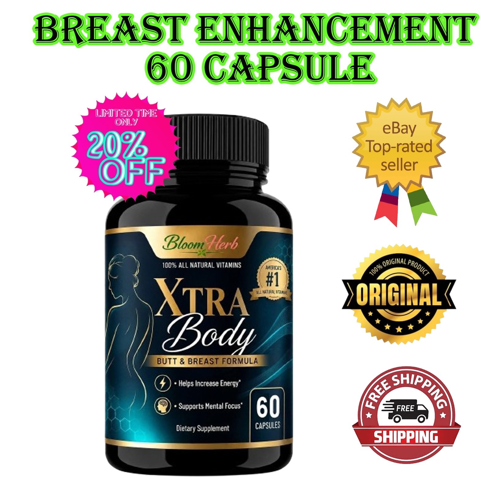 Breast Growth Female Enlargement Bust Enhancer 60 Capsule