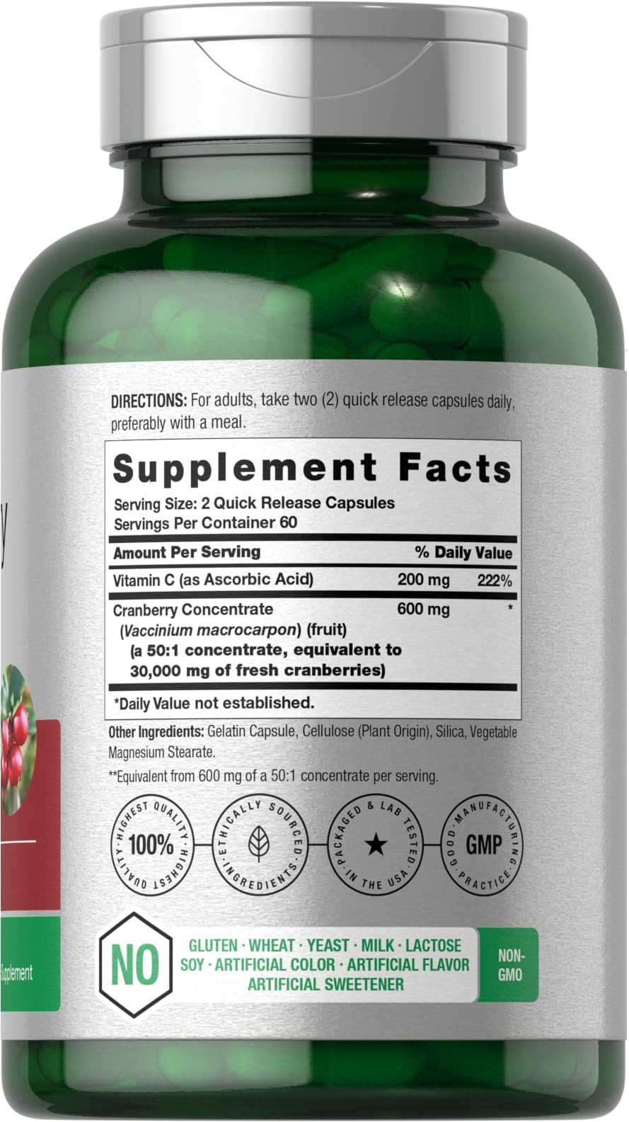 Horbäach Cranberry Concentrate Extract Pills + Vitamin 120 Count (Pack of 1)