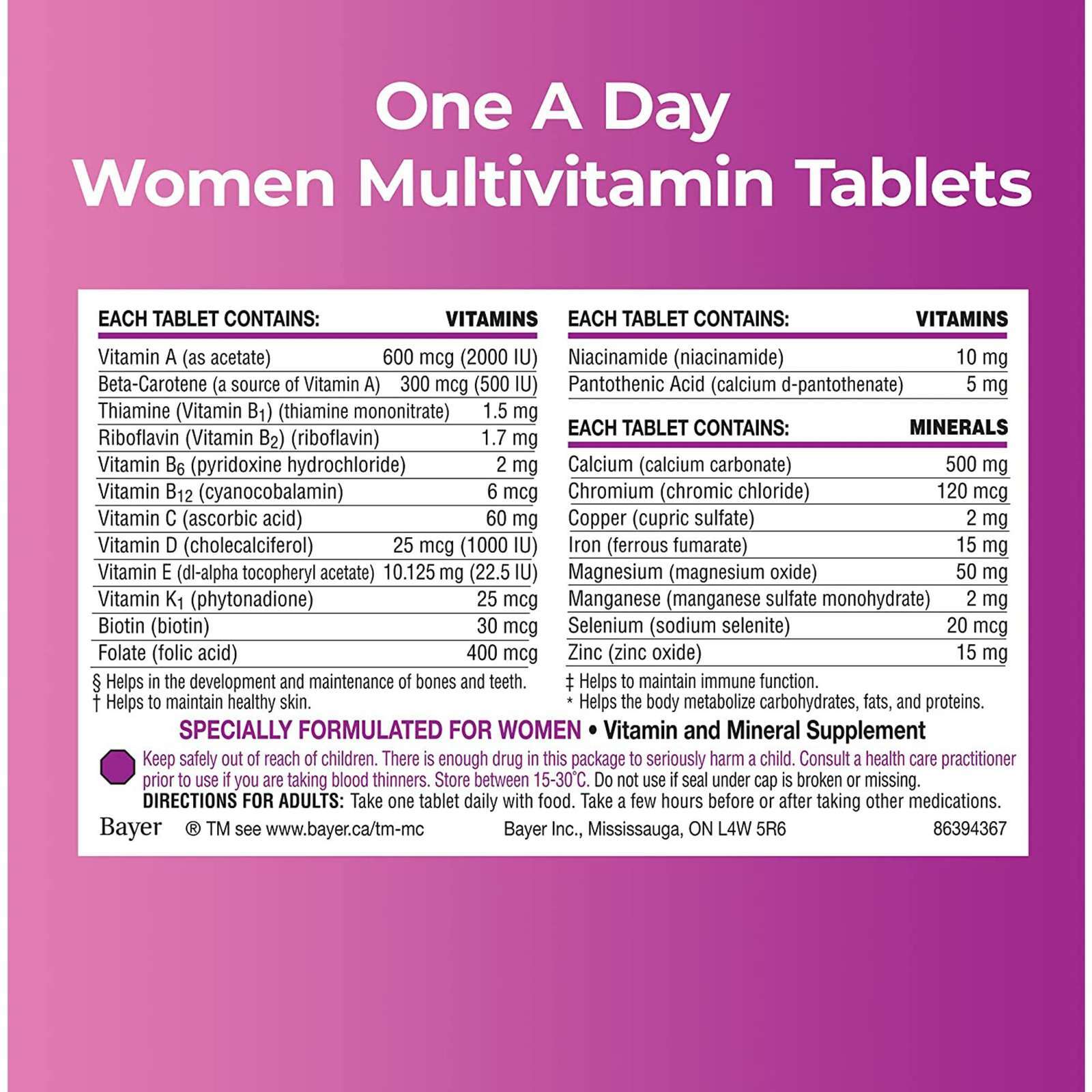 One A Day Women’s Multivitamin Tablet Formulated Minerals Metabolism 90 pcs NEW