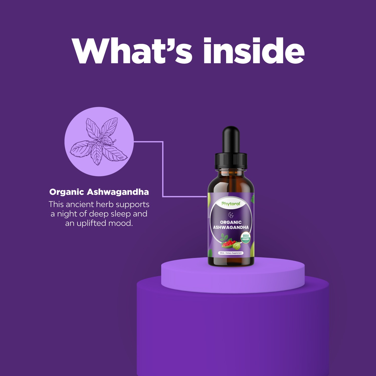 Organic Vegan Ashwagandha Liquid Drops for Adults – Energy and Mood Support