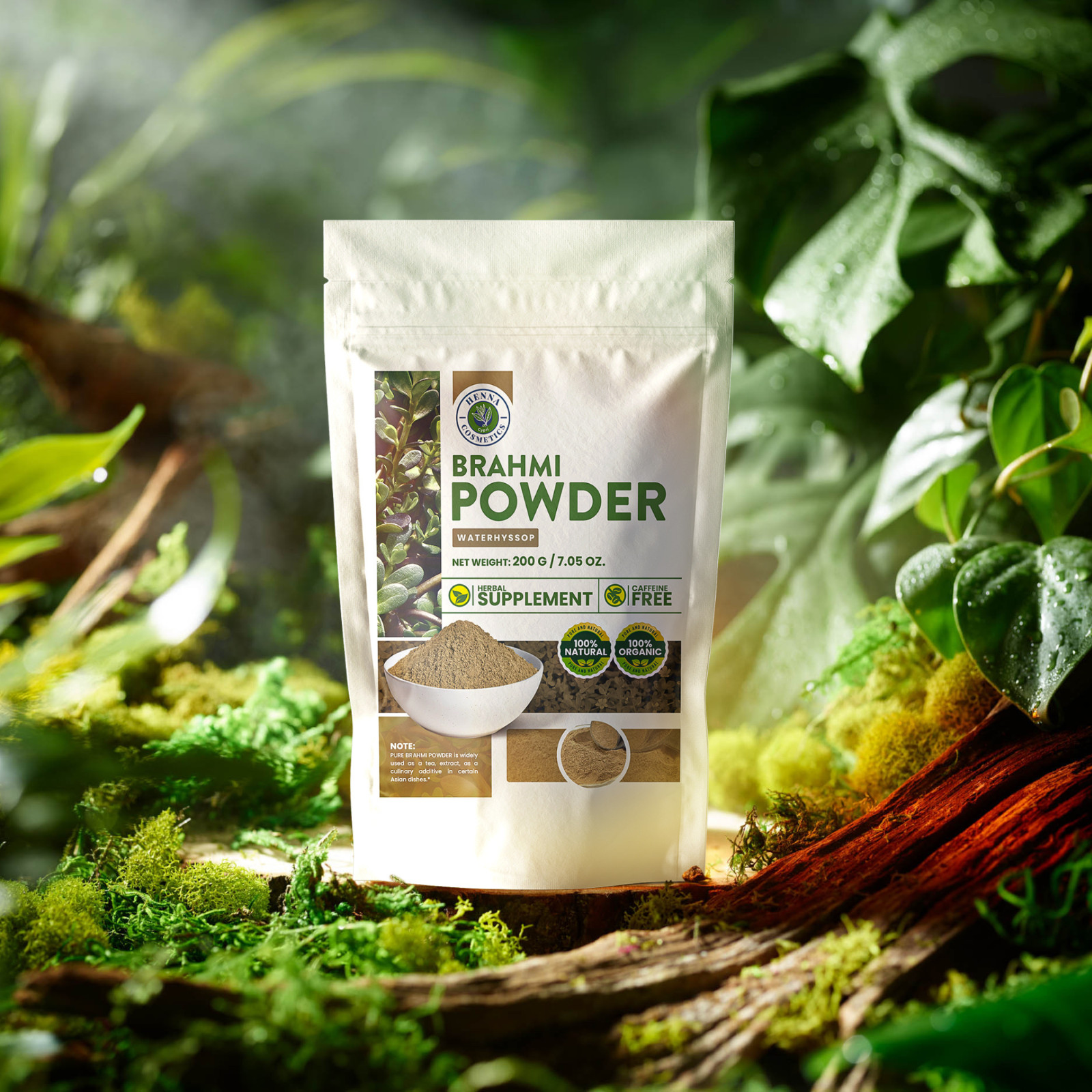 Brahmi Powder (Waterhyssop) Bacopa Monnieri | 200 Grams (7.05 Ounces) | Natural