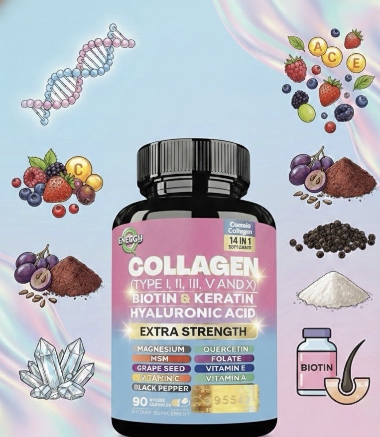 EnergyQ Myo-Inositol D-Chiro D3 K2 + Collagen Biotin Keratin