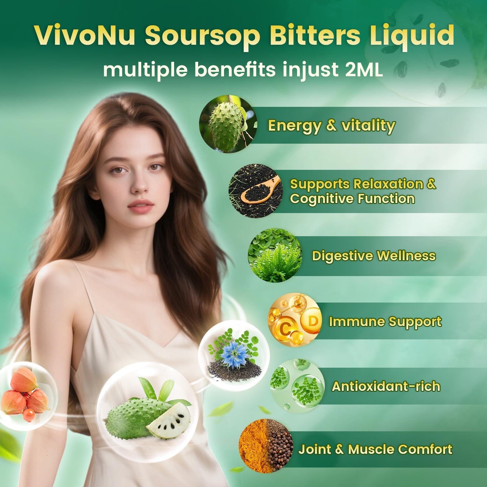 10-in-1 Soursop Bitters Liquid Drops 2 Fl Oz (Pack of 1), 2 1)
