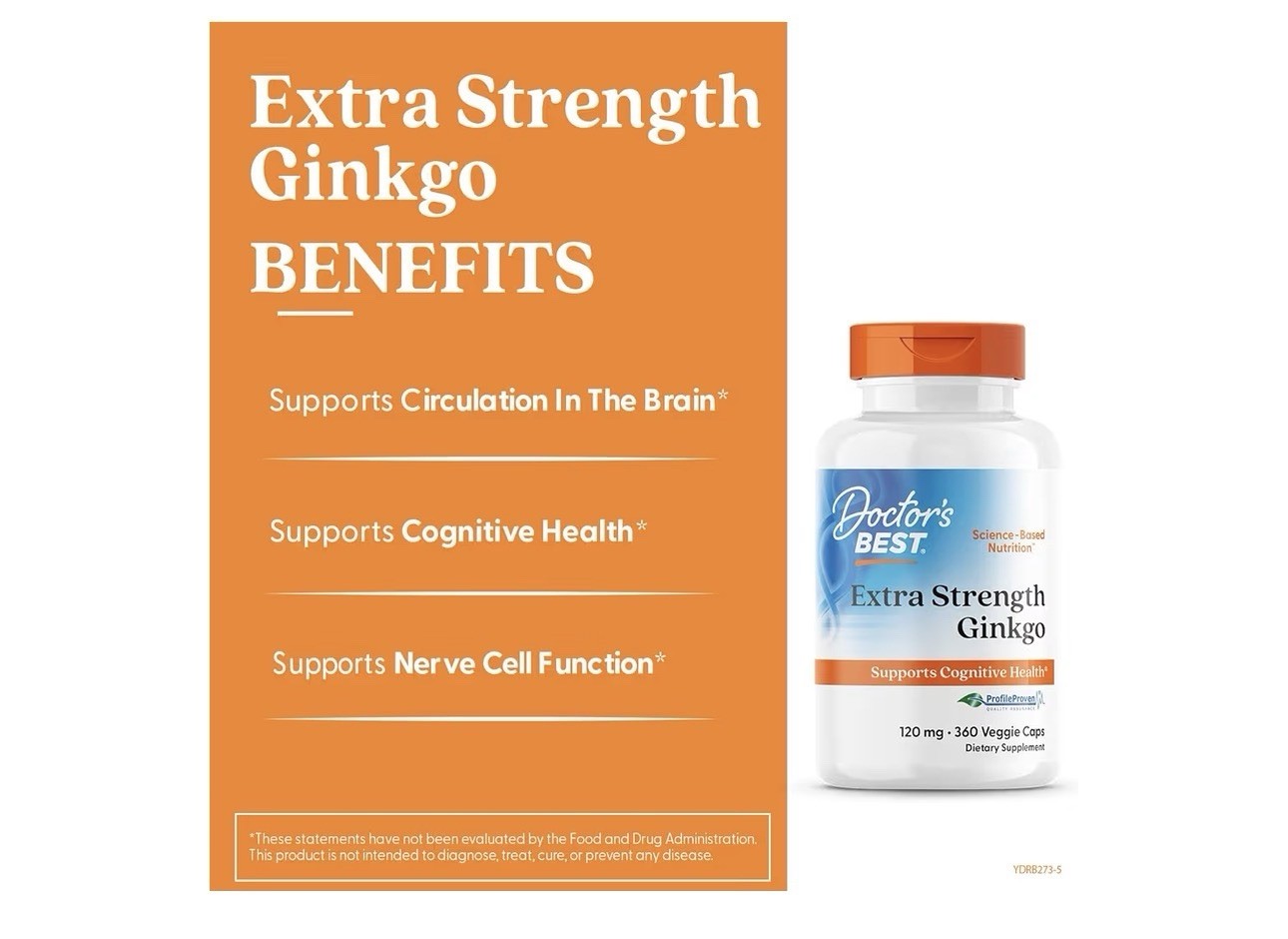 Doctor’s Best Ginkgo Biloba 120mg 360 Veggie Caps Gluten-Free Non-GMO Vegan