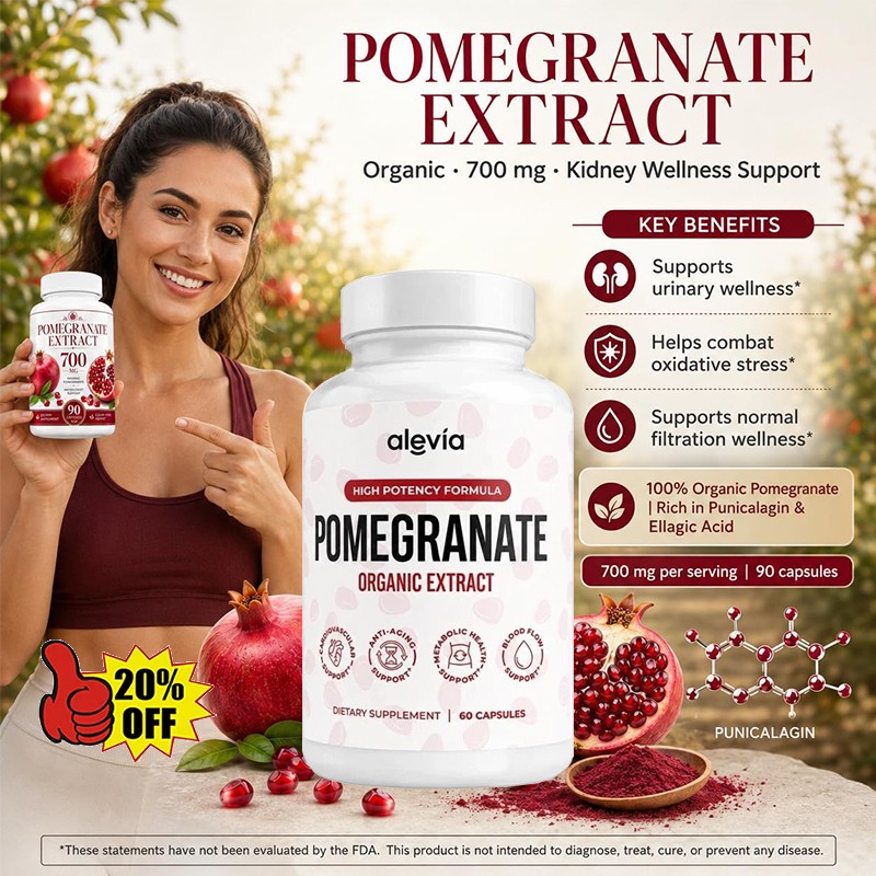 Alevia Pomegranate Capsules 60ct Organic Extract Antioxidant