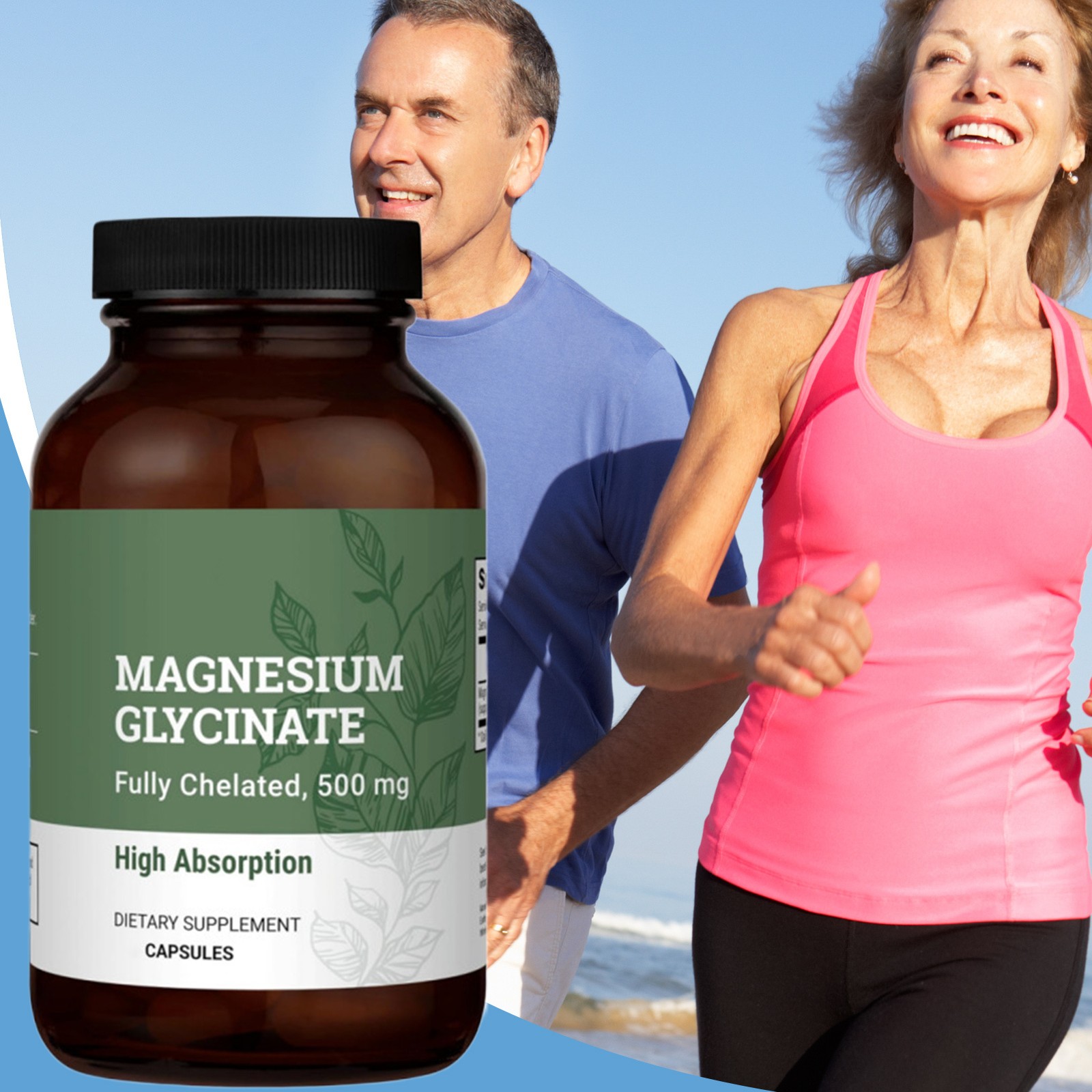 Earth Harmony Pure Chelated Magnesium Glycinate – Mg 500 120 Gelatin Capsules.